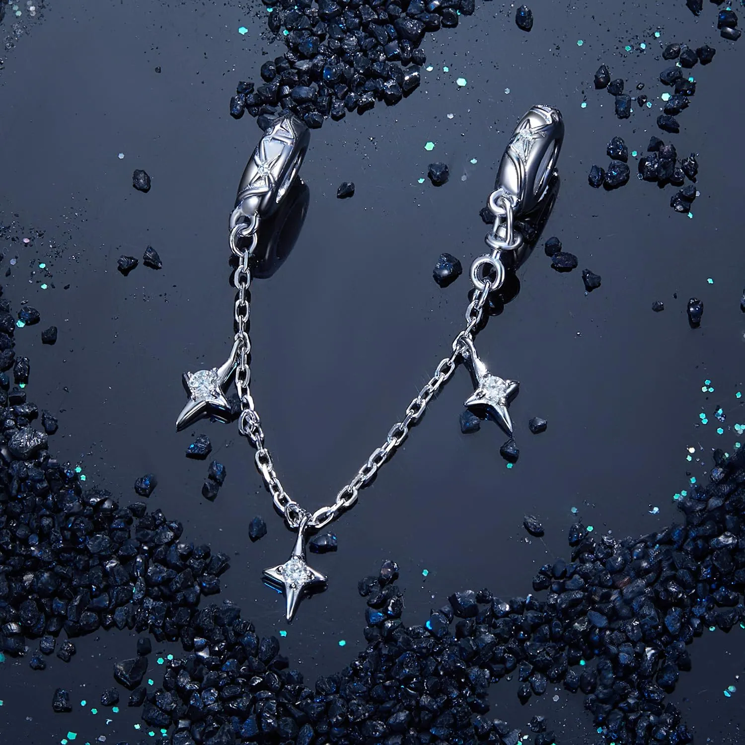 Ciondolo a catena di sicurezza Star Ciondolo in argento sterling 925 adatto - immagine 3