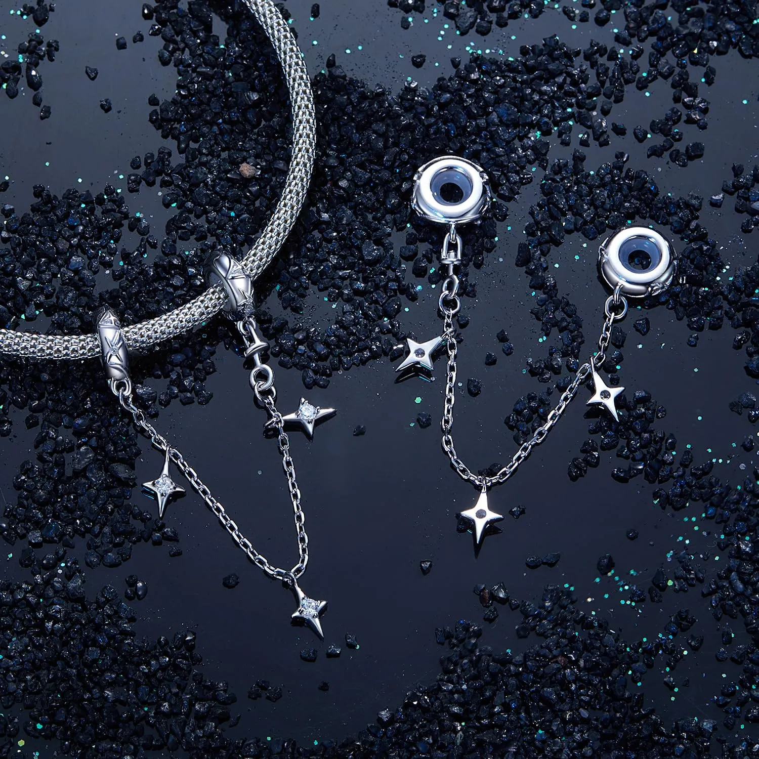Ciondolo a catena di sicurezza Star Ciondolo in argento sterling 925 adatto - immagine 4