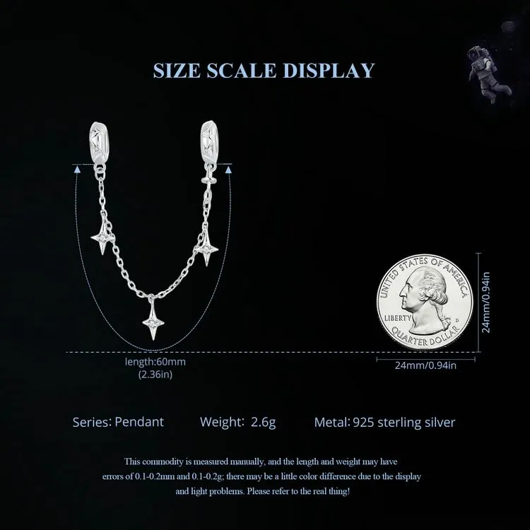 Ciondolo a catena di sicurezza Star Ciondolo in argento sterling 925 adatto - immagine 7