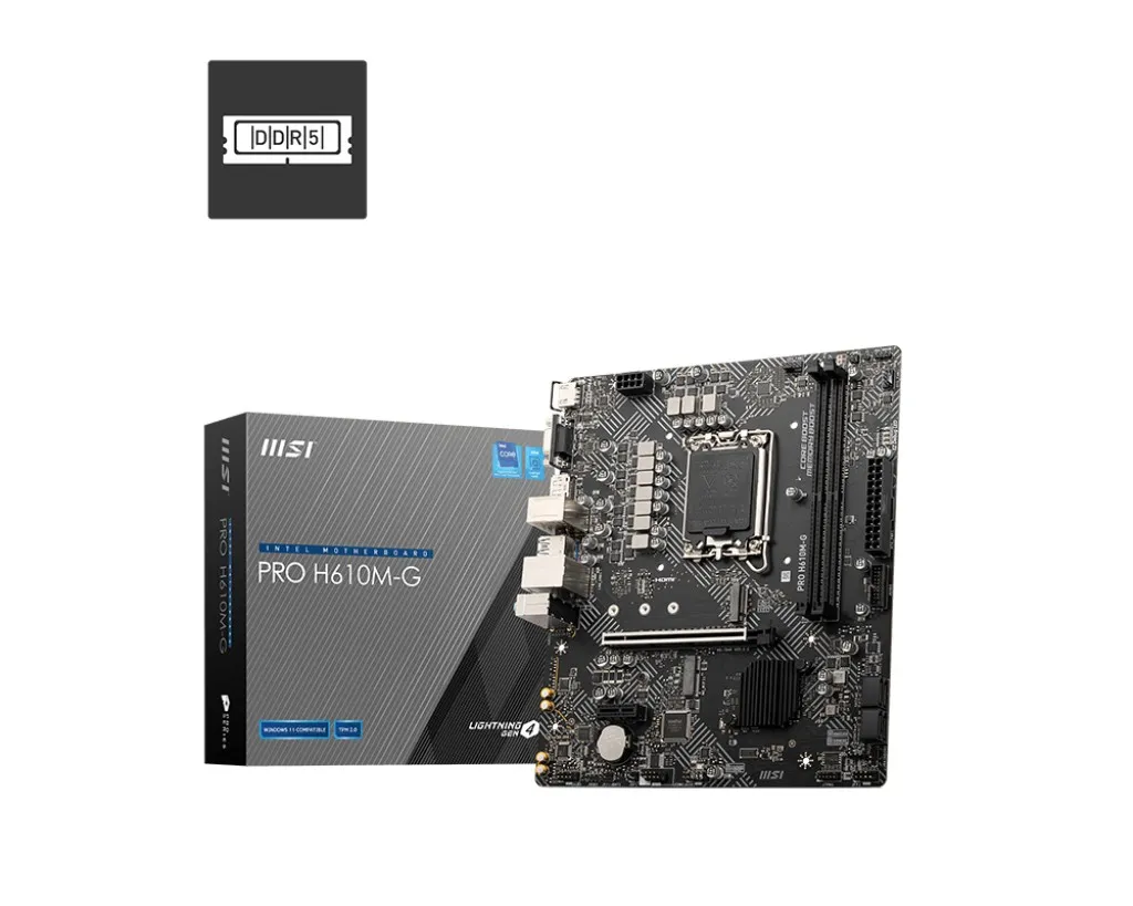 Mb Msi Pro H610M-G Ddr5 St1700 Matx 2D5 1M.2 4S3 1Hdmi 1Dp 1Vga 1Pcie - immagine 1
