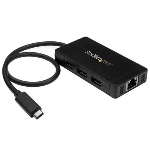 Startech Hub USB 3.0 A 3 Porte Con Usb-C E Ethernet Gigabit - Include Adattatore Di Alimentazione HB30C3A1GE - immagine 1