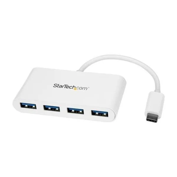 Startech Hub Usb-C A 4 Porte USB 3.0 - 4x Usb-A Alimentato Via Bus Bianco USB Tipo-C Compatto HB30C4ABW - immagine 1