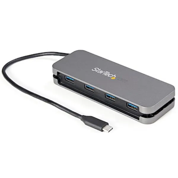 Startech Hub USB C A 4 Porte Usb-A -Hub USB 3.0 Type (3.2/3.1 Gen 1) 5GBPS -Alimentato Via Bus - Cavo Da 28 5 Cm (HB30CM3A1CB) HB30CM4AB - immagine 1