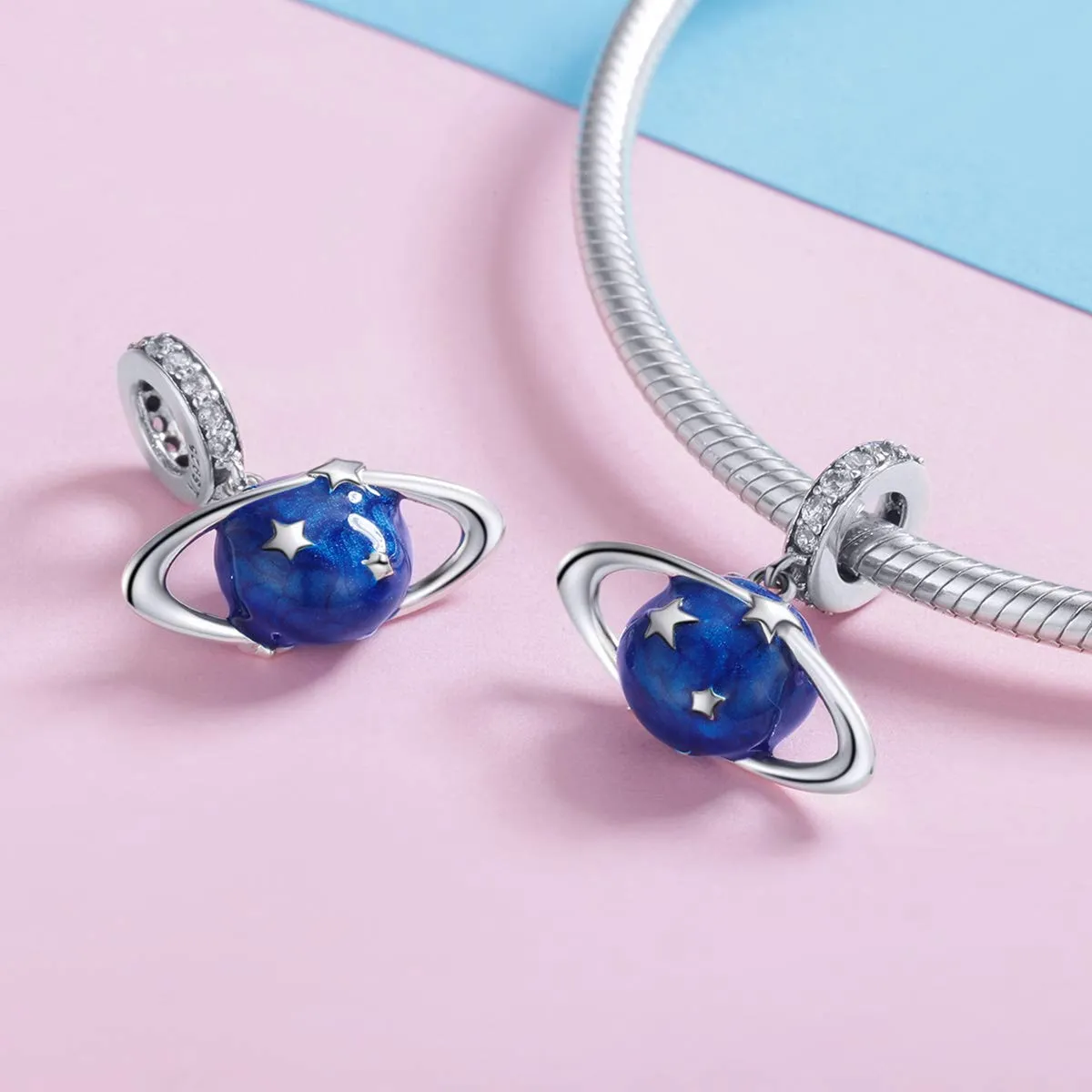 Blue Planet Charm 925 Argento Sterling si adatta Bracciale Most Bracelets - immagine 4
