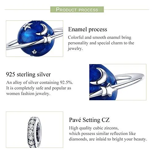 Blue Planet Charm 925 Argento Sterling si adatta Bracciale Most Bracelets - immagine 6