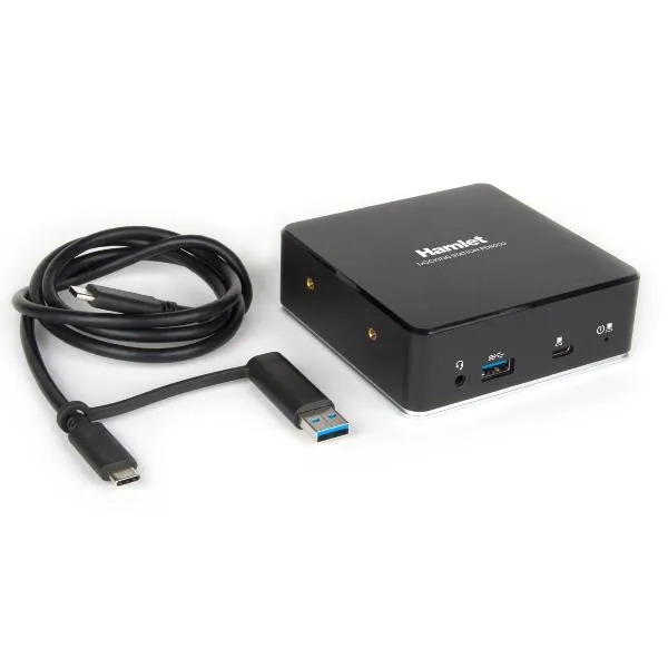 Hamlet Docking Doppia Interfaccia Usb-C E Usb-A Pd 85W 3 Porte USB 3.0 + 2PORTE Hdmi LAN Audio Slot Per Cavo Sicurezza. ALIMENT.100W Incl HDKC-PD8000 - immagine 1