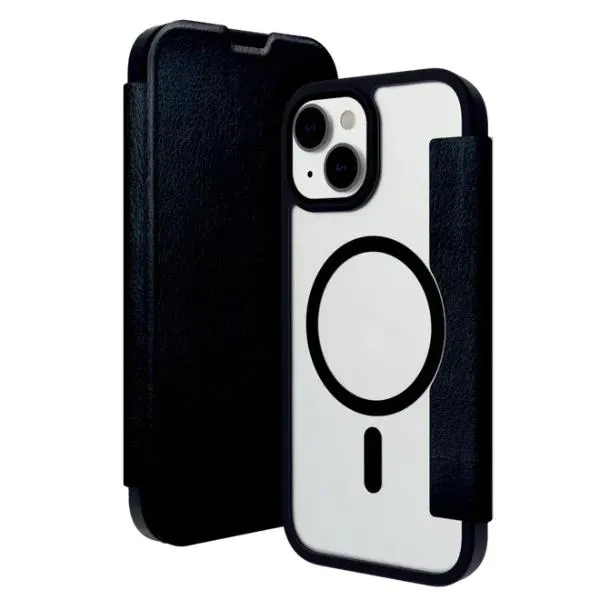 Dbramante 1928 Helsinki - Custodia Portafoglio Per Iphone 15 Plus In Plastica Riciclata Compatibile Magsafe Trasparente/Nero HE67CLBL1881 - immagine 1
