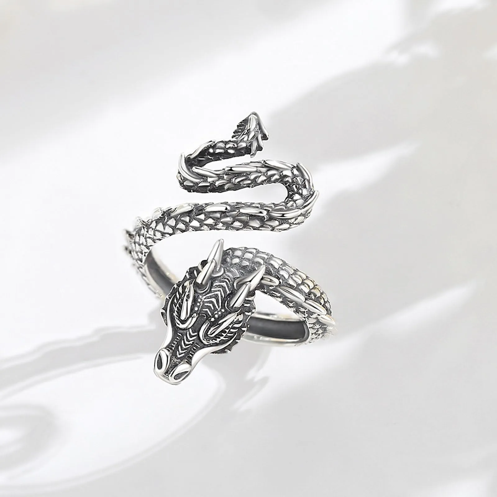 AEONSLOVE Anello Drago Argento 925 Anello Uomo Regolabile Vichingo Anelli Drago Aperti Argento 925 Anelli Regolabili Donna - immagine 3