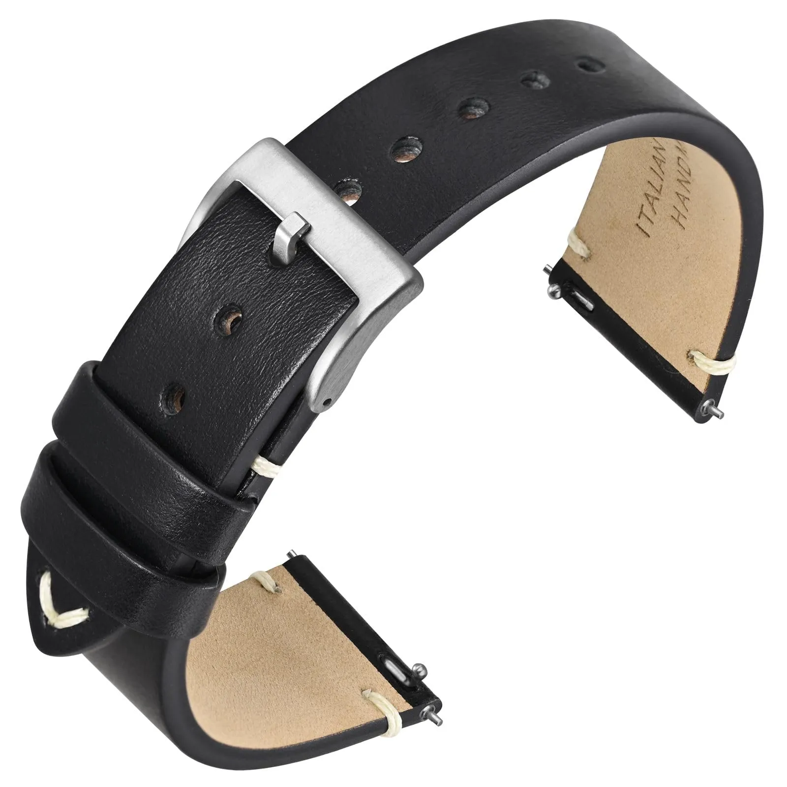 ANNEFIT Vintage Cinturino Orologio per Uomo Donna, Cinturini in Pelle Italiana, Sgancio Rapido, Larghezza della banda 22mm (Nero) - immagine 1