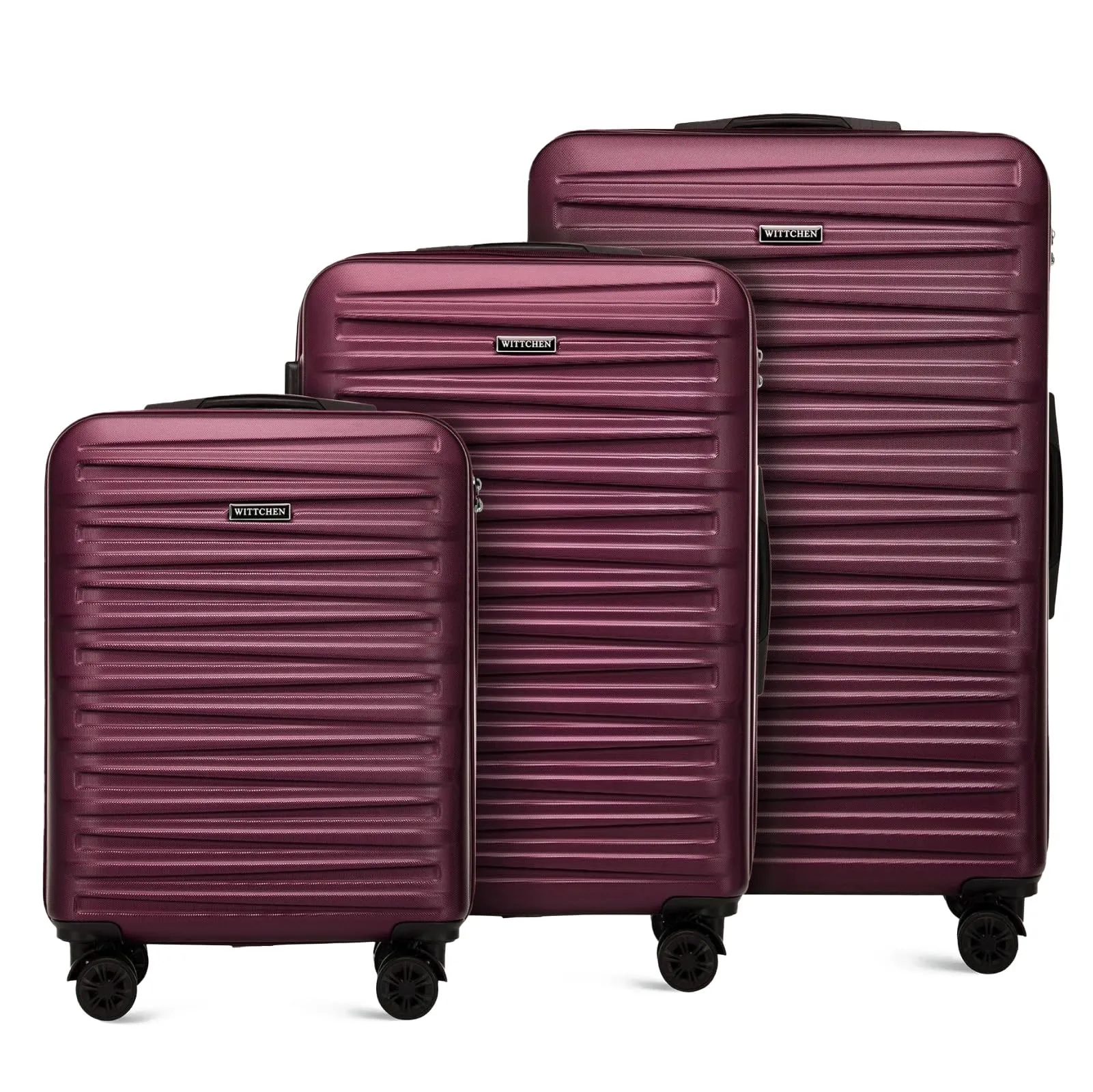 WITTCHEN Skyspeed Line Set di 3 valigie Valigia da viaggio Rolling Trolley Bagaglio a mano rigide in ABS con serratura a combinazione Manico telescopico 4 ruote Marrone Ryanair/ITA Airways - immagine 1