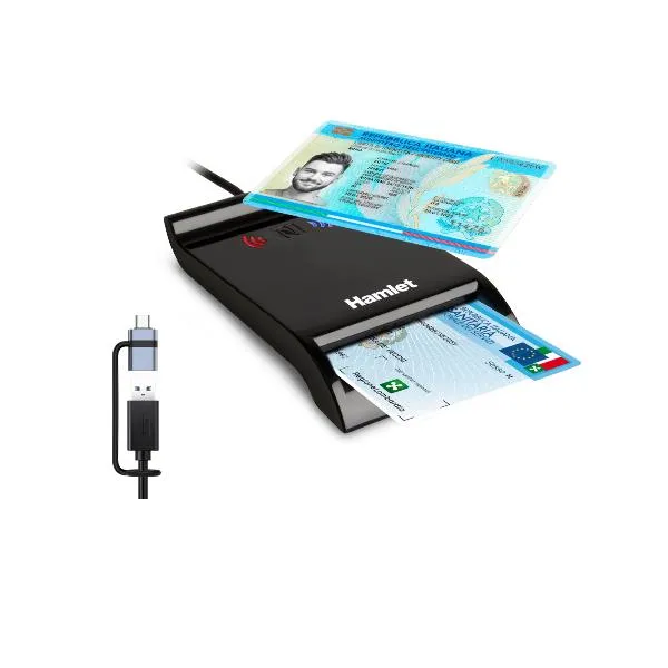 Hamlet Lettore Usb-A + Usb-C Di Smart Card A Contatto E Wireless Nfc HUSCR-NFCX - immagine 1
