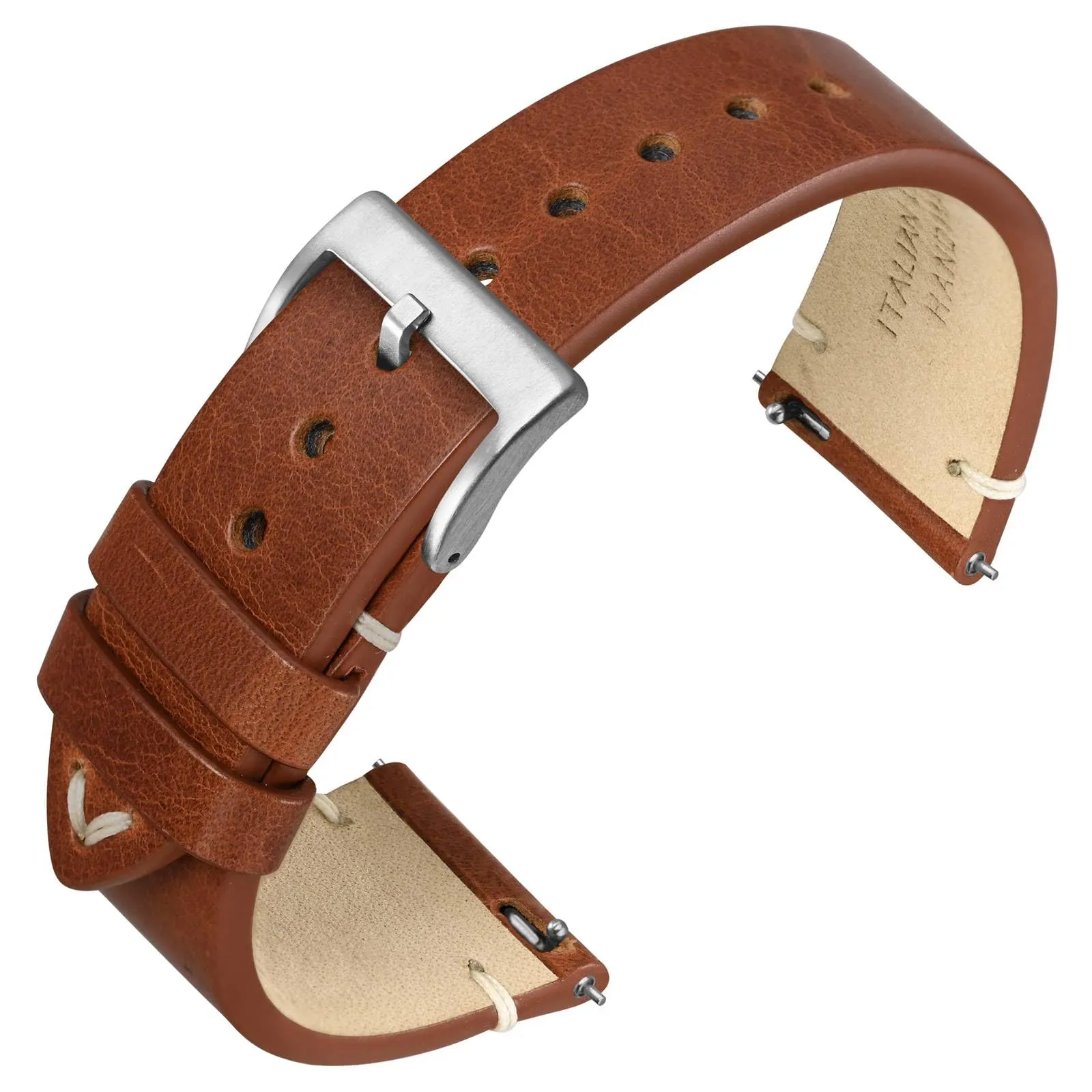 ANNEFIT Vintage Cinturino Orologio per Uomo Donna, Cinturini in Pelle Italiana, Sgancio Rapido, Larghezza della banda 20mm (Marrone) - immagine 1