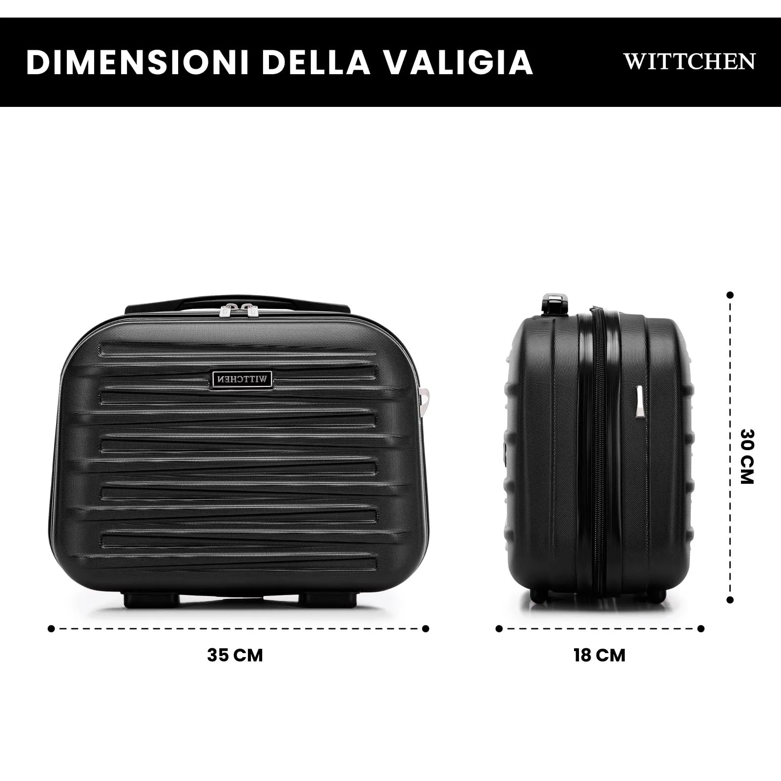 WITTCHEN Skyspeed Line Valigia cosmetica da viaggio Valigia rigida in ABS Borsa da toilette Tracolla da donna Tracolla elastica per bagagli Marrone Ryanair/ITA Airways/Wizz Air/Volotea - immagine 2