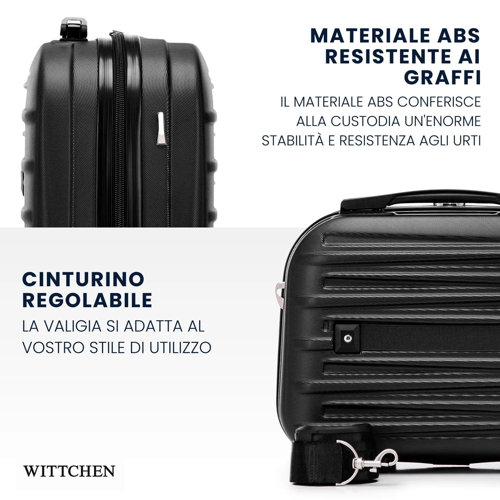 WITTCHEN Skyspeed Line Valigia cosmetica da viaggio Valigia rigida in ABS Borsa da toilette Tracolla da donna Tracolla elastica per bagagli Marrone Ryanair/ITA Airways/Wizz Air/Volotea - immagine 3
