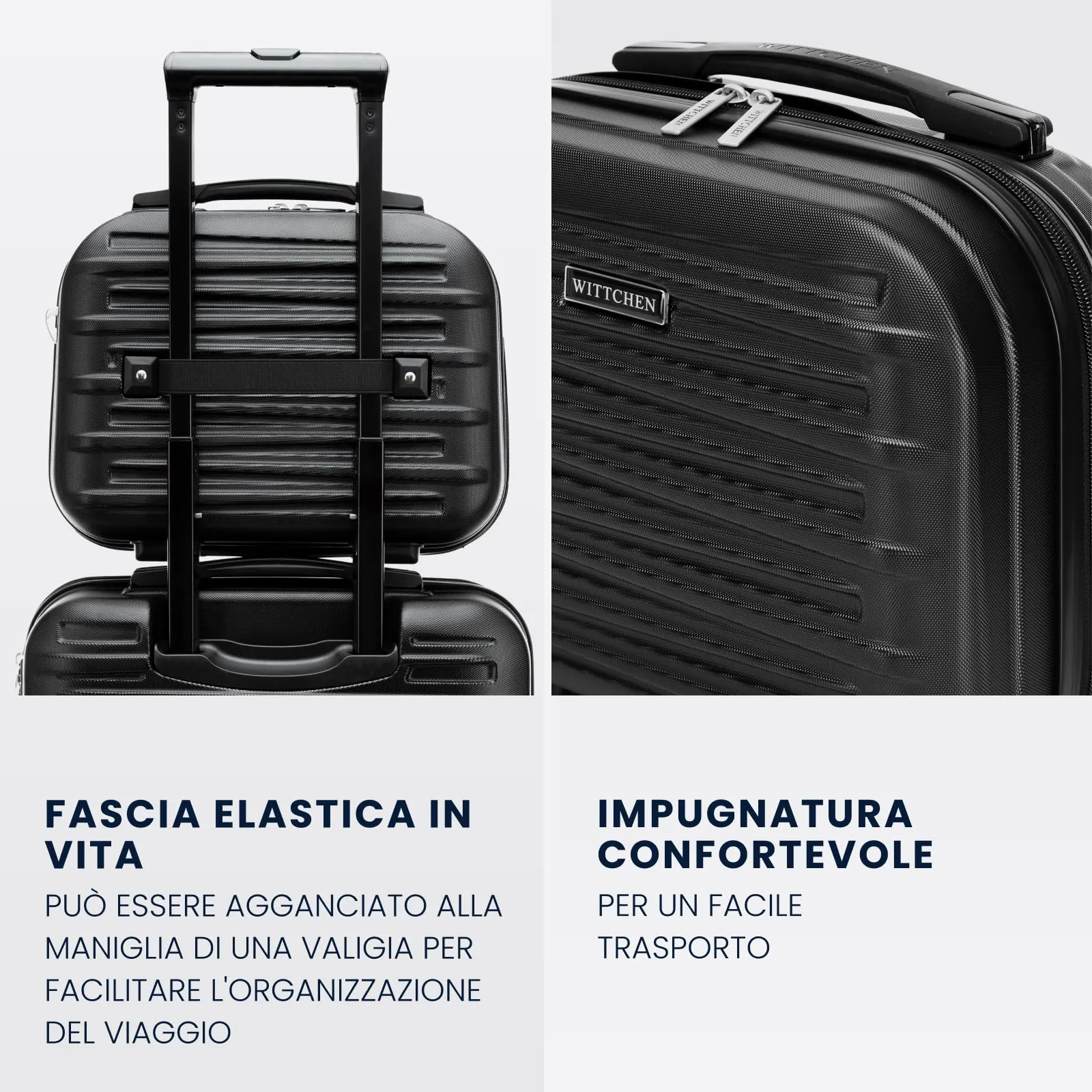 WITTCHEN Skyspeed Line Valigia cosmetica da viaggio Valigia rigida in ABS Borsa da toilette Tracolla da donna Tracolla elastica per bagagli Marrone Ryanair/ITA Airways/Wizz Air/Volotea - immagine 4