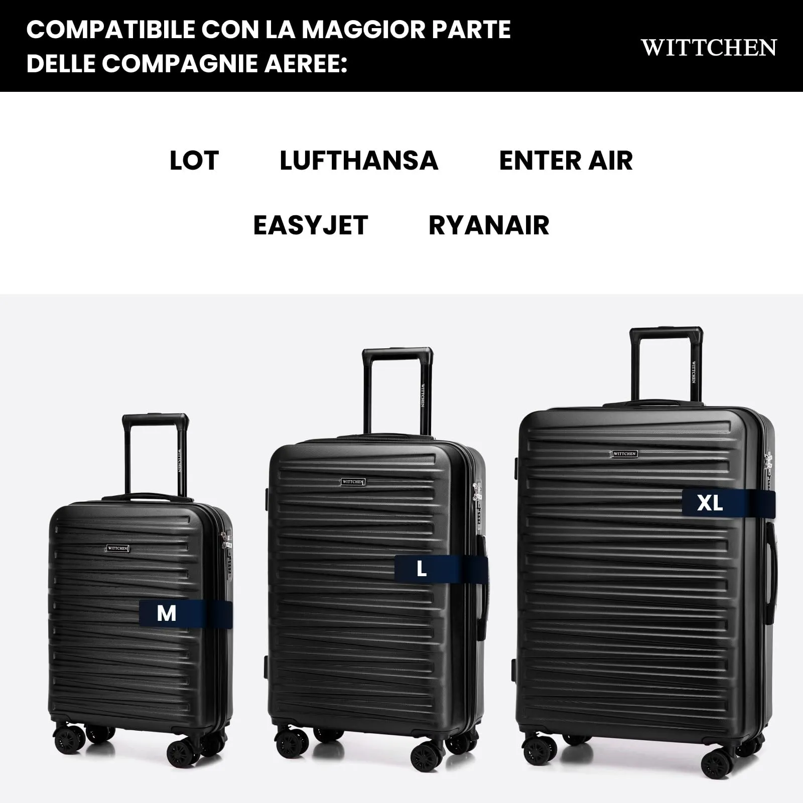 WITTCHEN Skyspeed Line Valigia cosmetica da viaggio Valigia rigida in ABS Borsa da toilette Tracolla da donna Tracolla elastica per bagagli Marrone Ryanair/ITA Airways/Wizz Air/Volotea - immagine 6