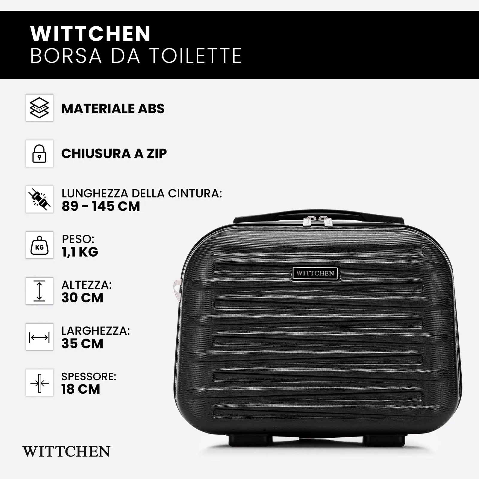 WITTCHEN Skyspeed Line Valigia cosmetica da viaggio Valigia rigida in ABS Borsa da toilette Tracolla da donna Tracolla elastica per bagagli Marrone Ryanair/ITA Airways/Wizz Air/Volotea - immagine 7