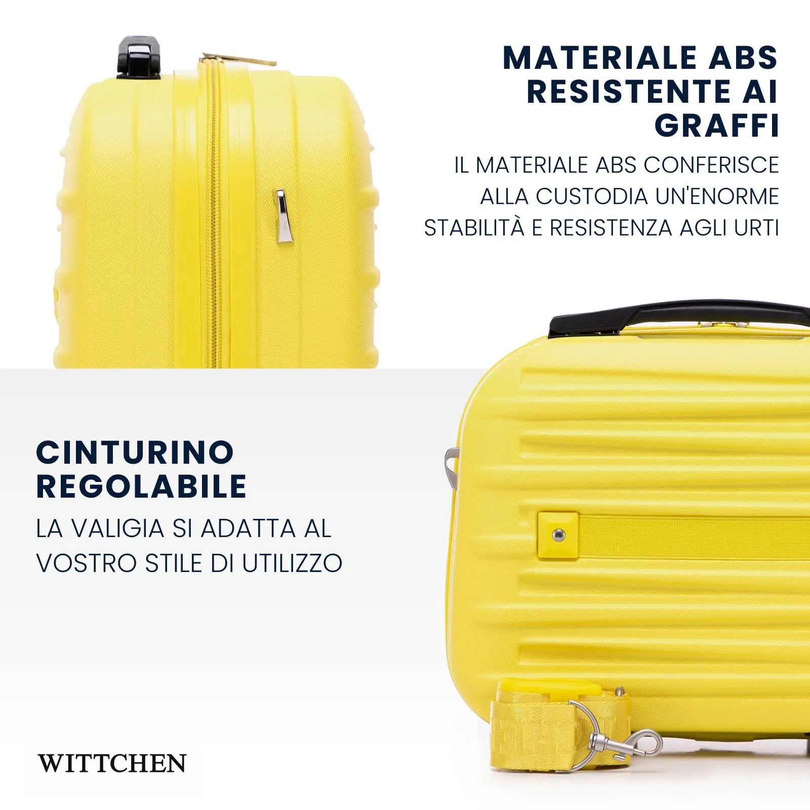 WITTCHEN Skyspeed Line Valigia cosmetica da viaggio Valigia rigida in ABS Borsa da toilette Tracolla da donna Tracolla elastica per bagagli Verde Ryanair/ITA Airways/Wizz Air/Volotea - immagine 3