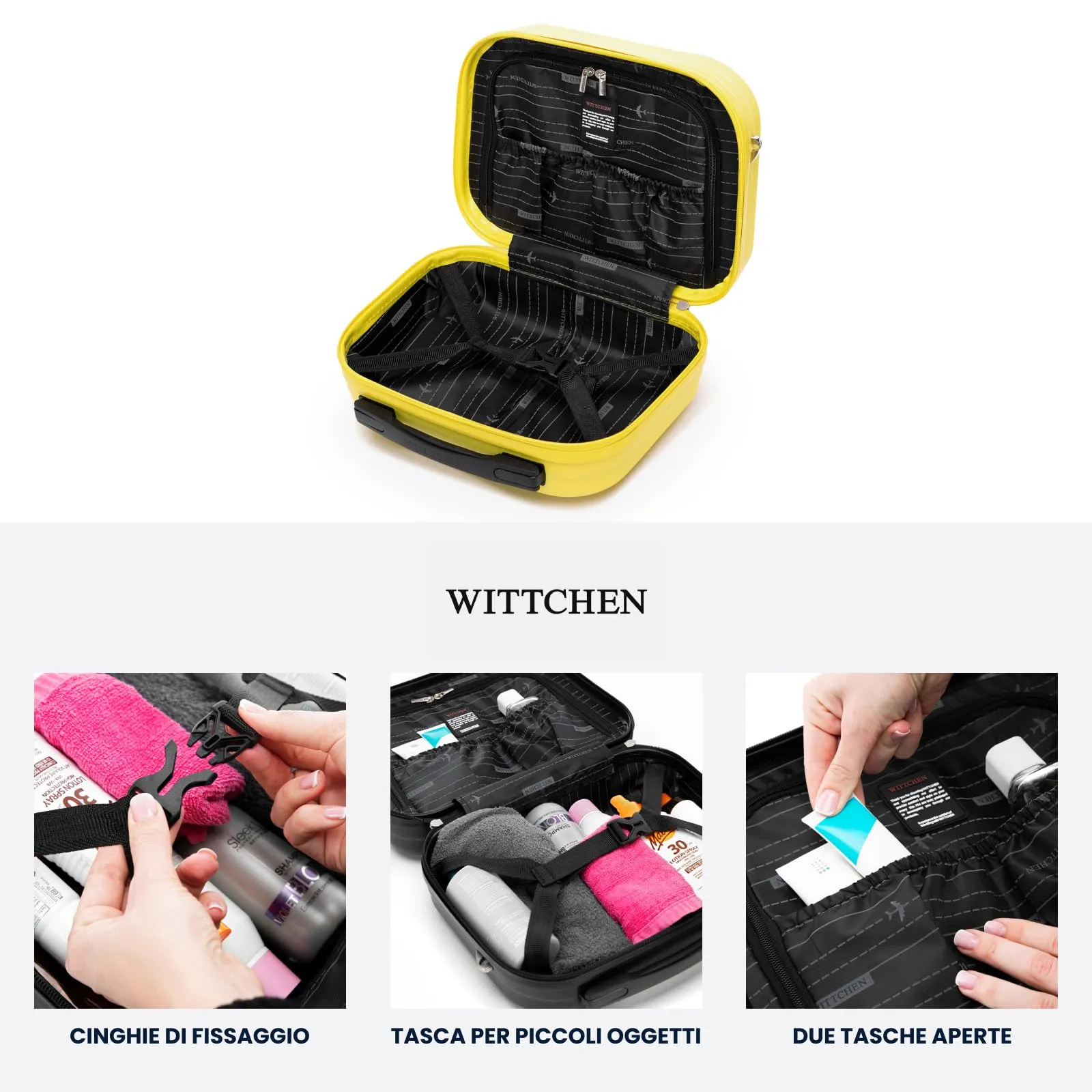 WITTCHEN Skyspeed Line Valigia cosmetica da viaggio Valigia rigida in ABS Borsa da toilette Tracolla da donna Tracolla elastica per bagagli Verde Ryanair/ITA Airways/Wizz Air/Volotea - immagine 5