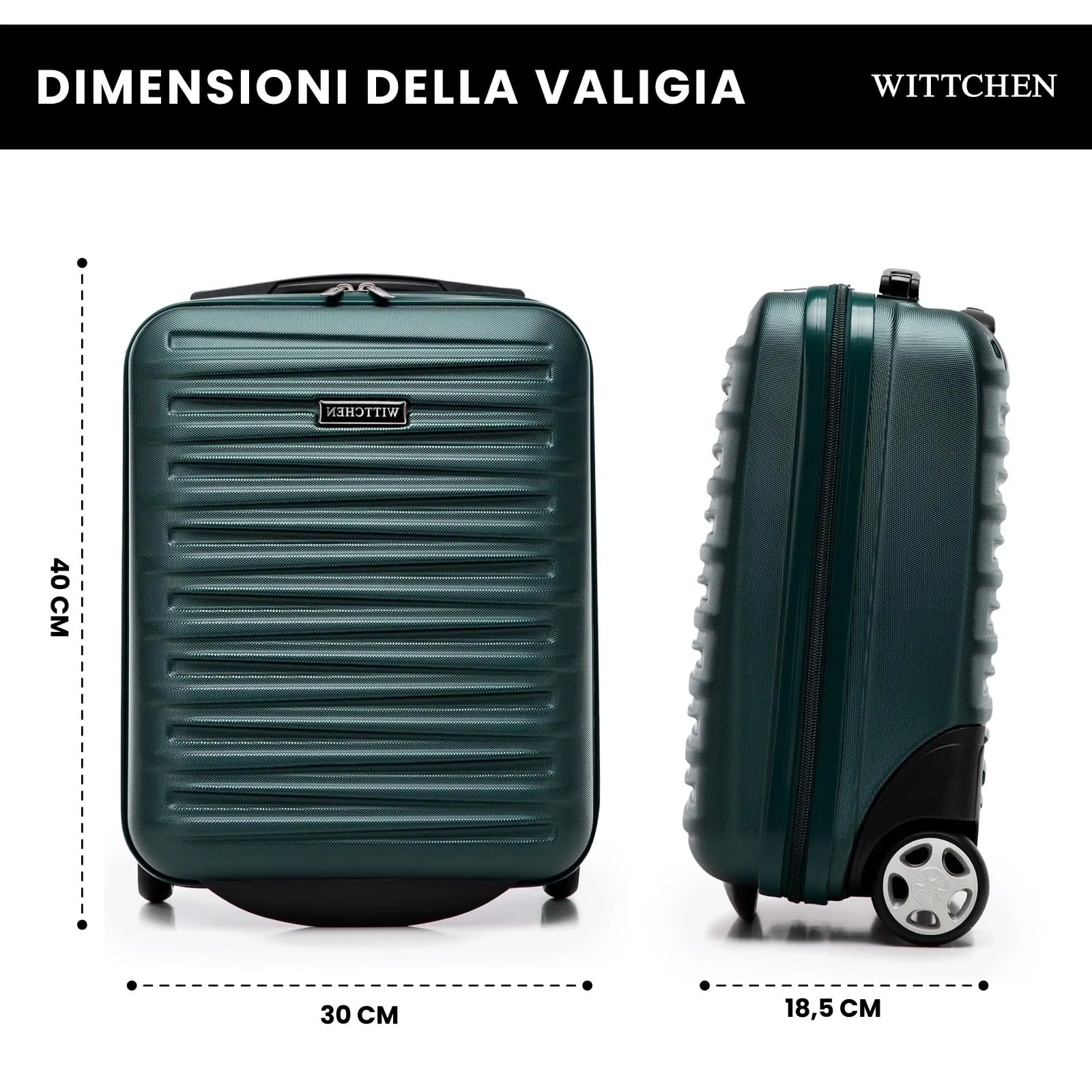 WITTCHEN Skyspeed Line Valigia da cabina gratuita a bordo piccola Valigia rigida in ABS Maniglia telescopica 2 ruote gamba inferiore blu navy Ryanair/ITA Airways/Wizz Air/Volotea/Vueling - immagine 2