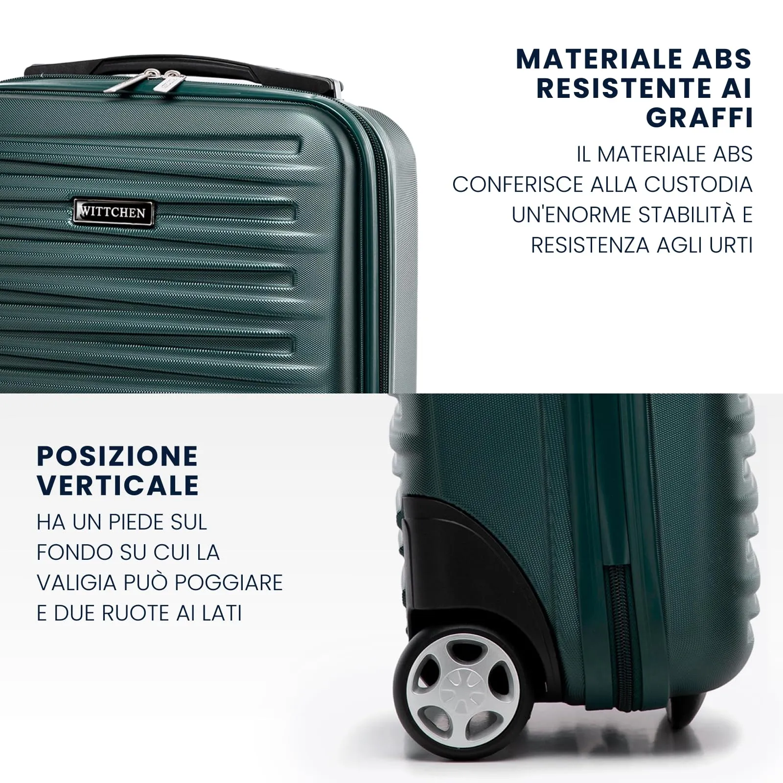 WITTCHEN Skyspeed Line Valigia da cabina gratuita a bordo piccola Valigia rigida in ABS Maniglia telescopica 2 ruote gamba inferiore blu navy Ryanair/ITA Airways/Wizz Air/Volotea/Vueling - immagine 3