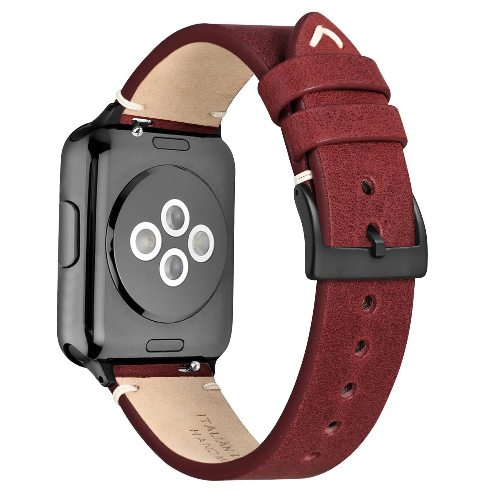 ANNEFIT Vintage Cinturino Orologio per Uomo Donna, Cinturini in Pelle Italiana, Sgancio Rapido e Fibbia Nera, Larghezza della banda 18mm (Rosso) - immagine 8