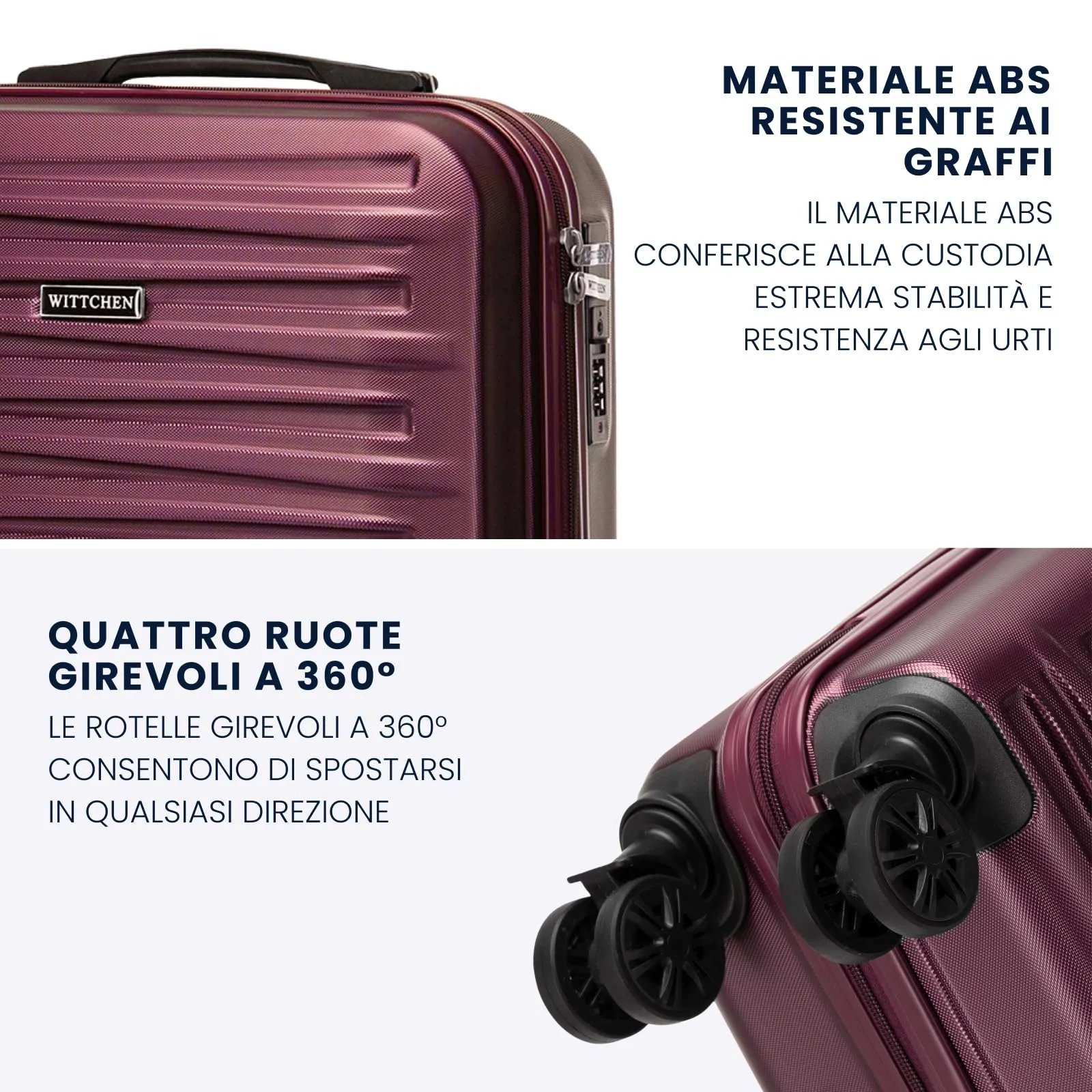 WITTCHEN Skyspeed Line Valigia media rigida con ruote in ABS Trolley medio Valigia da viaggio Serratura a combinazione Manico telescopico 4 ruote Marrone Ryanair/ITA Airways/Wizz Air - immagine 3
