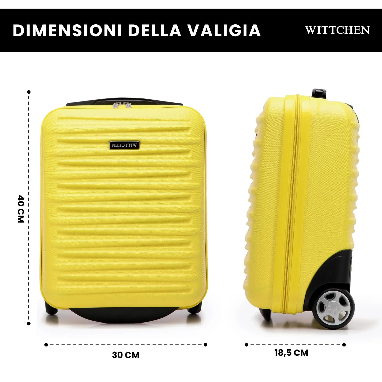WITTCHEN Skyspeed Line Valigia da cabina gratuita a bordo piccola Valigia rigida in ABS Maniglia telescopica 2 ruote gamba inferiore Verde Ryanair/ITA Airways/Wizz Air/Volotea/Vueling - immagine 2