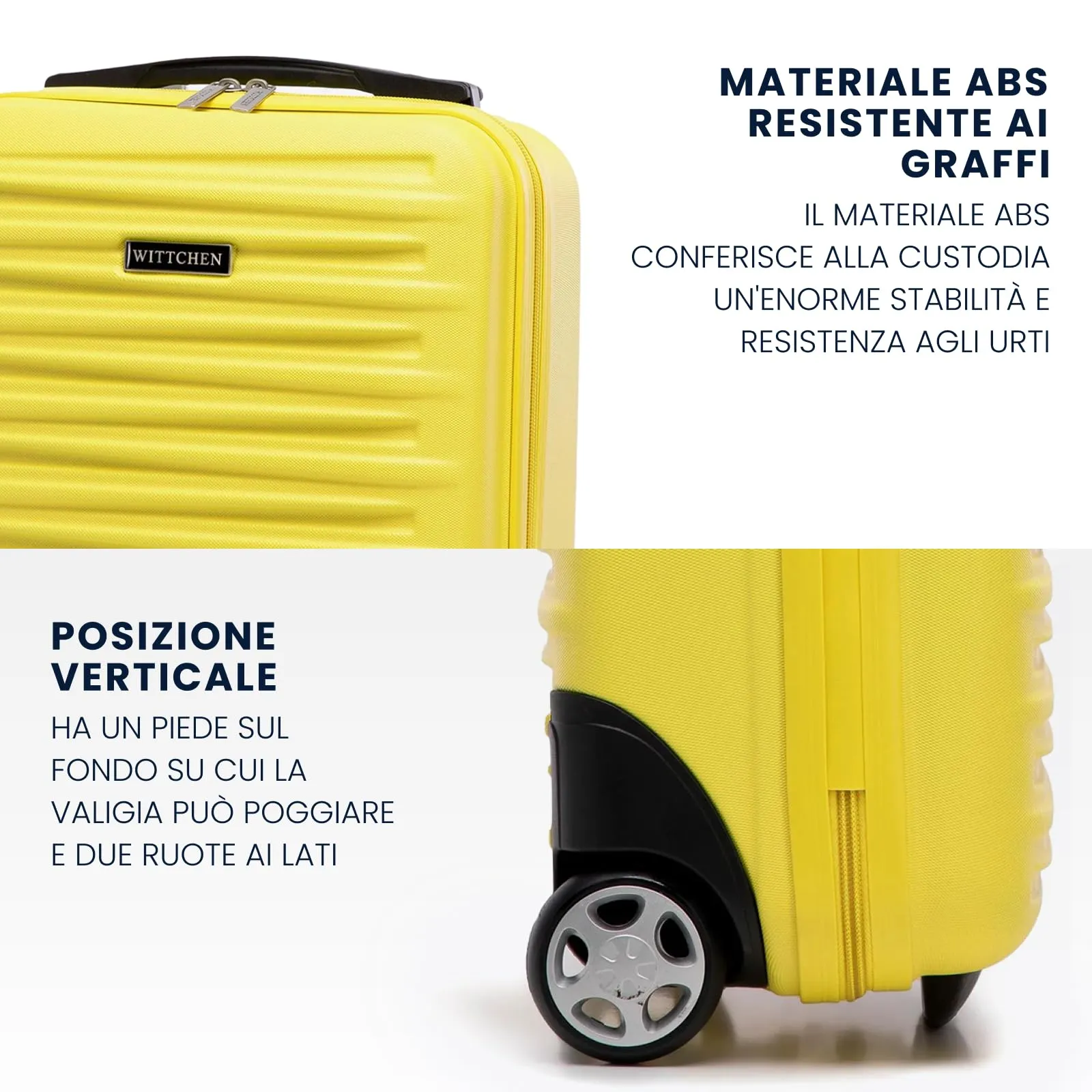 WITTCHEN Skyspeed Line Valigia da cabina gratuita a bordo piccola Valigia rigida in ABS Maniglia telescopica 2 ruote gamba inferiore Verde Ryanair/ITA Airways/Wizz Air/Volotea/Vueling - immagine 3