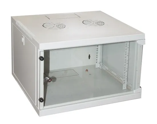 Armadio Rack 19 6 Unita' Da Muro Per Reti (A)350 X (L)540 X (P) 450 Mm Colore Grigio Porta Vetro - immagine 1