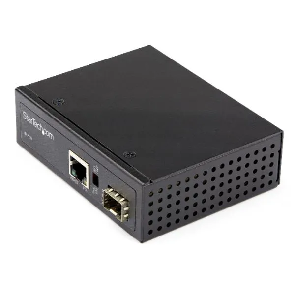 Startech Media Converter Fibra A Ethernet 60W - Poe+ Convertitore Gigabit Ottica Rame Industriale Sfp RJ45 (IMC1GSFP60W) IMC1GSFP60W - immagine 1