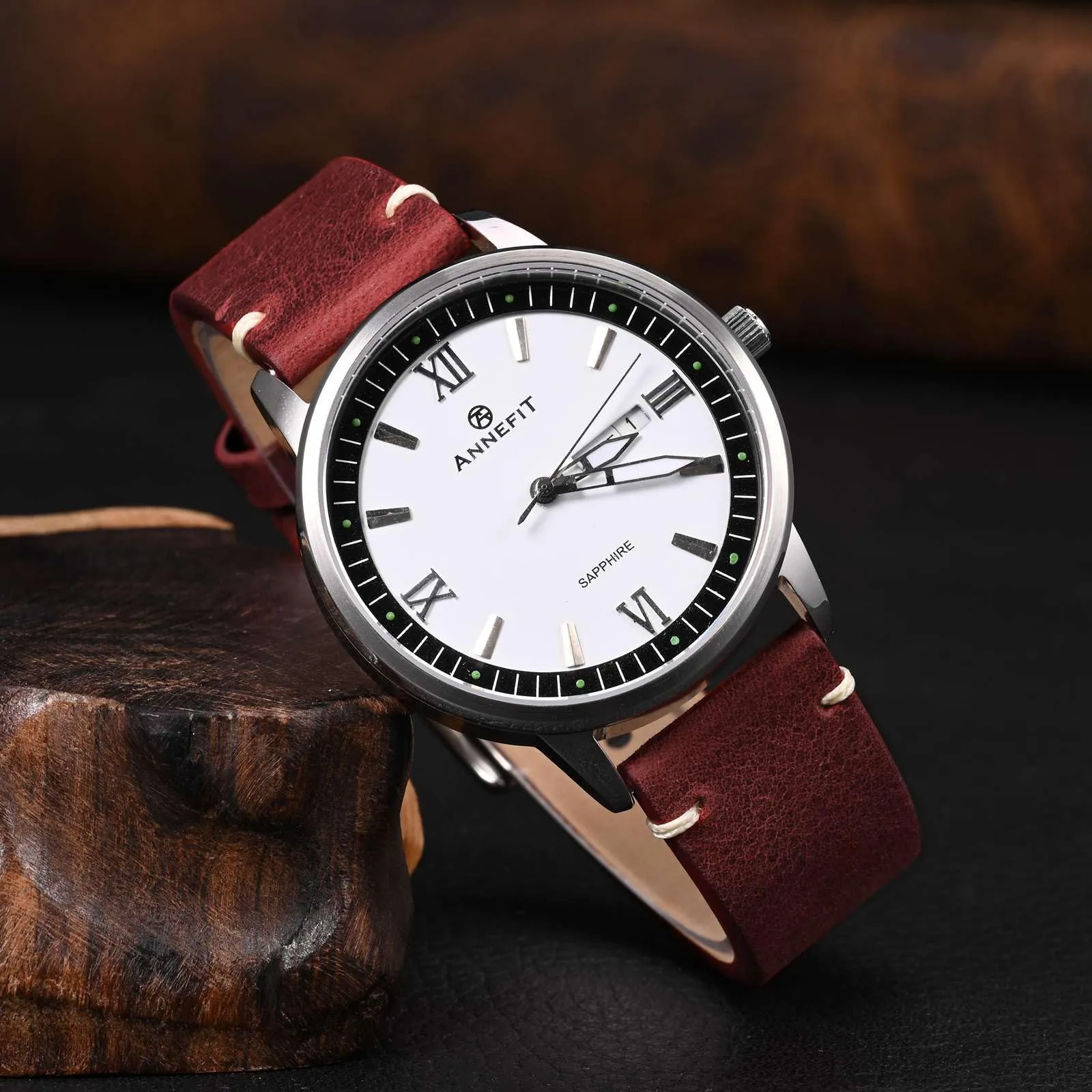 ANNEFIT Vintage Cinturino Orologio per Uomo Donna, Cinturini in Pelle Italiana, Sgancio Rapido, Larghezza della banda 20mm (Rosso) - immagine 2