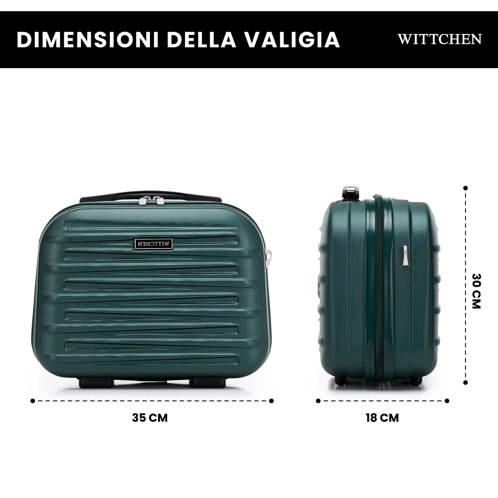 WITTCHEN Skyspeed Line Valigia cosmetica da viaggio Valigia rigida in ABS Borsa da toilette Tracolla da donna Tracolla elastica per bagagli Blu navy Ryanair/ITA Airways/Wizz Air/Volotea - immagine 2