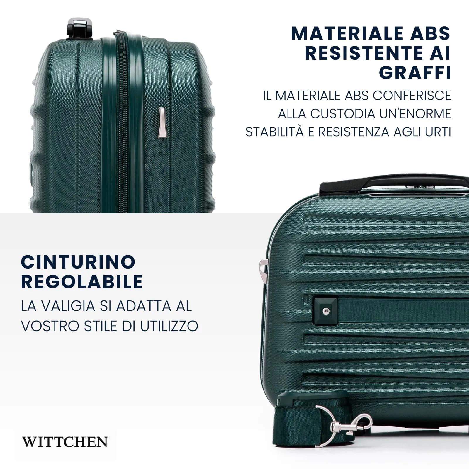 WITTCHEN Skyspeed Line Valigia cosmetica da viaggio Valigia rigida in ABS Borsa da toilette Tracolla da donna Tracolla elastica per bagagli Blu navy Ryanair/ITA Airways/Wizz Air/Volotea - immagine 3