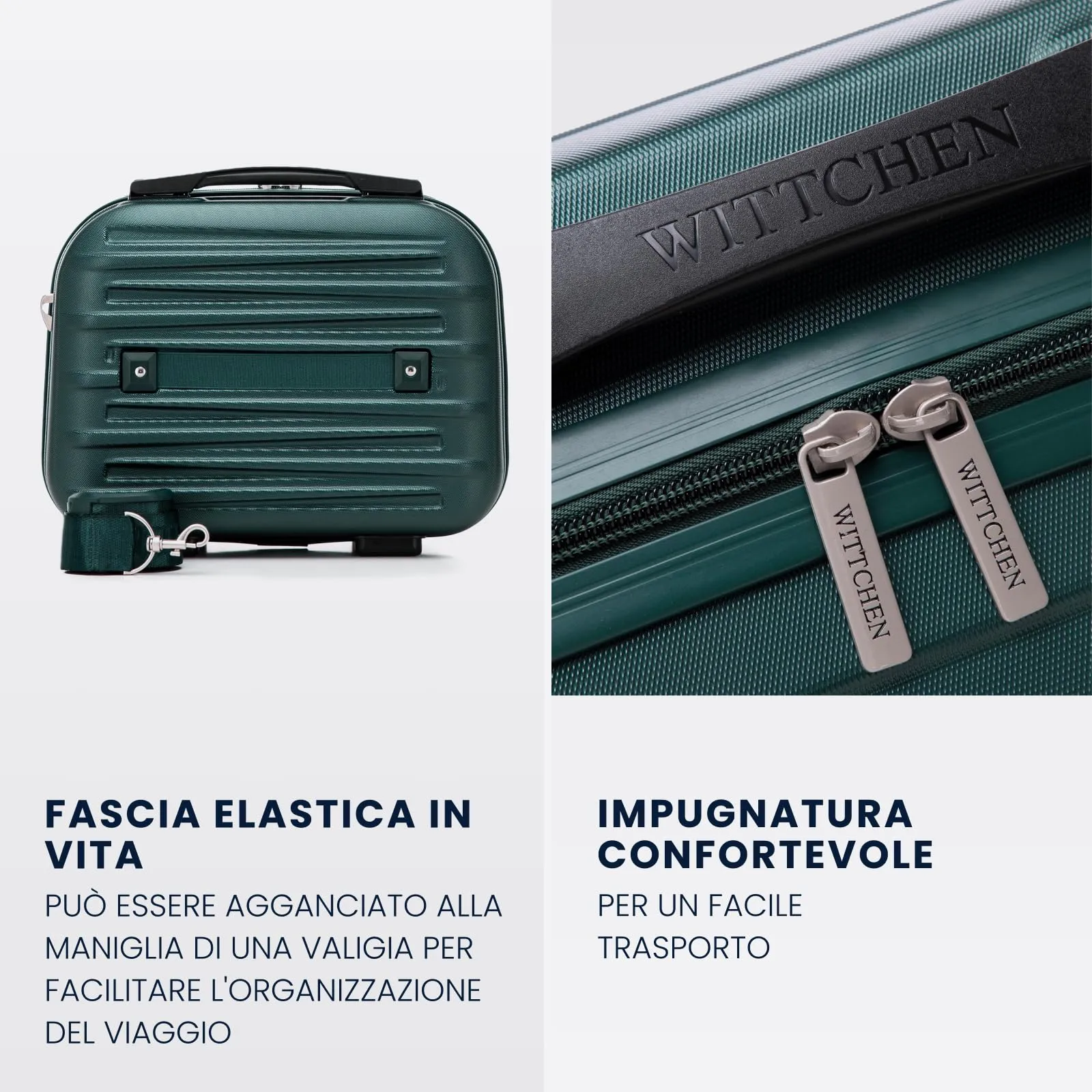WITTCHEN Skyspeed Line Valigia cosmetica da viaggio Valigia rigida in ABS Borsa da toilette Tracolla da donna Tracolla elastica per bagagli Blu navy Ryanair/ITA Airways/Wizz Air/Volotea - immagine 4