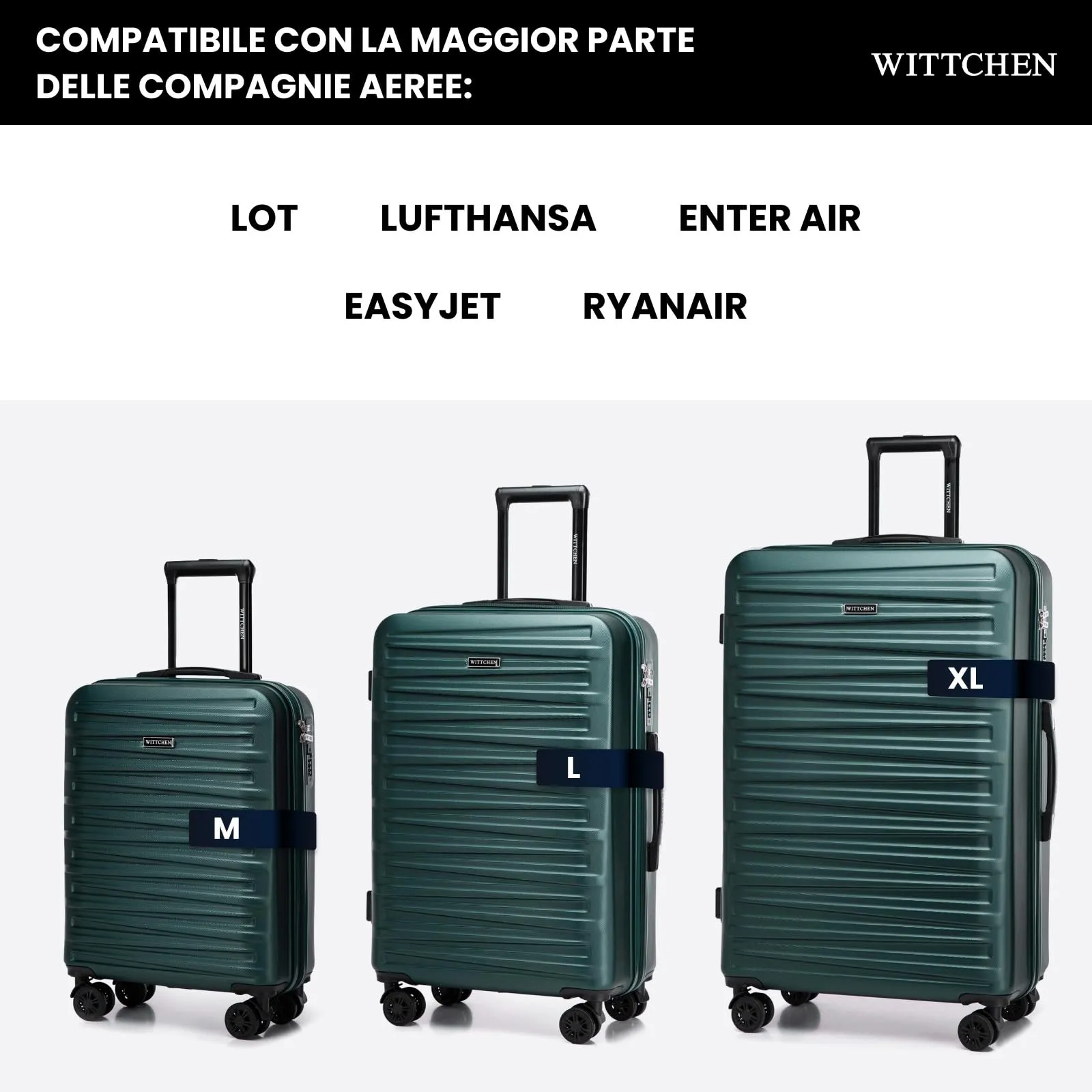 WITTCHEN Skyspeed Line Valigia cosmetica da viaggio Valigia rigida in ABS Borsa da toilette Tracolla da donna Tracolla elastica per bagagli Blu navy Ryanair/ITA Airways/Wizz Air/Volotea - immagine 6