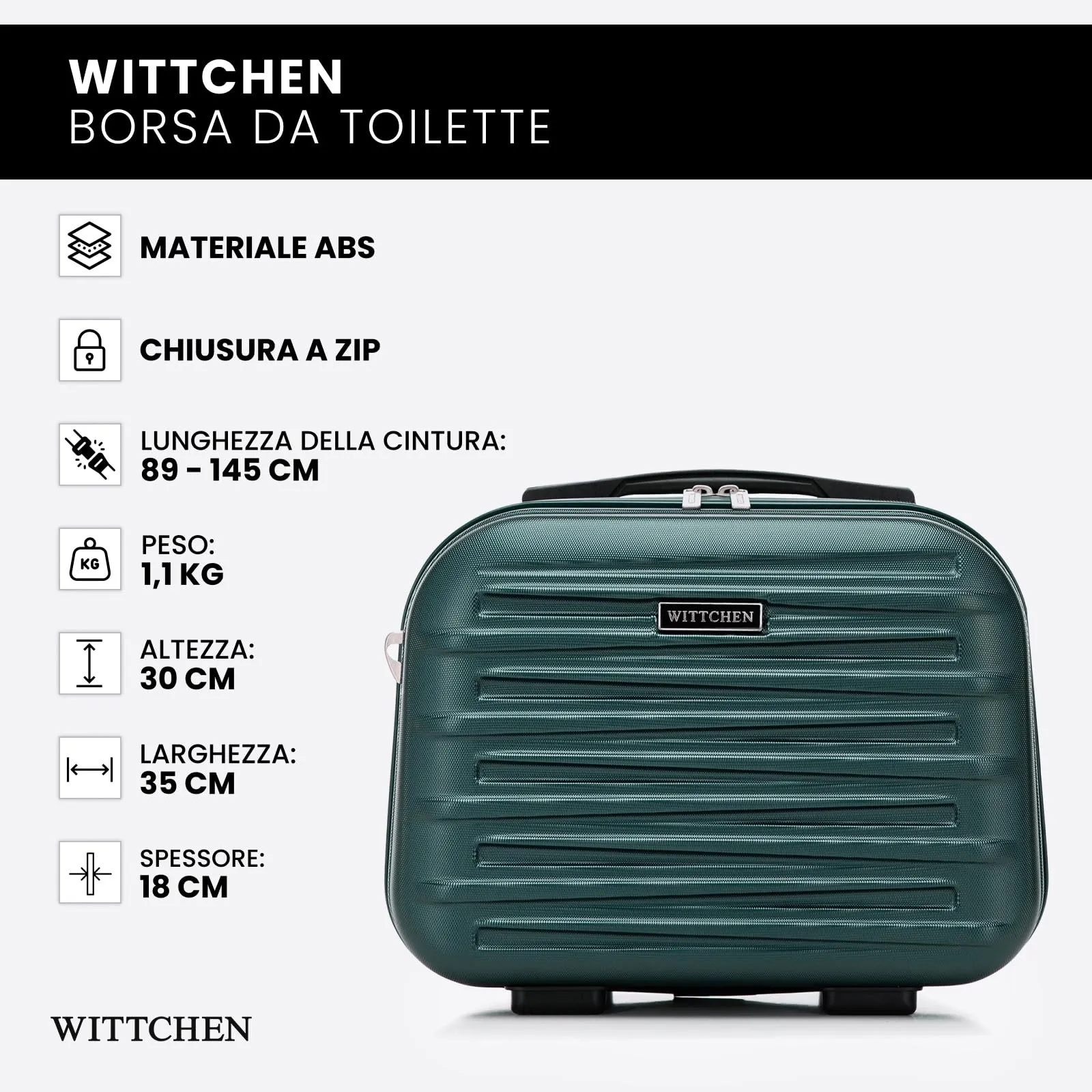 WITTCHEN Skyspeed Line Valigia cosmetica da viaggio Valigia rigida in ABS Borsa da toilette Tracolla da donna Tracolla elastica per bagagli Blu navy Ryanair/ITA Airways/Wizz Air/Volotea - immagine 7