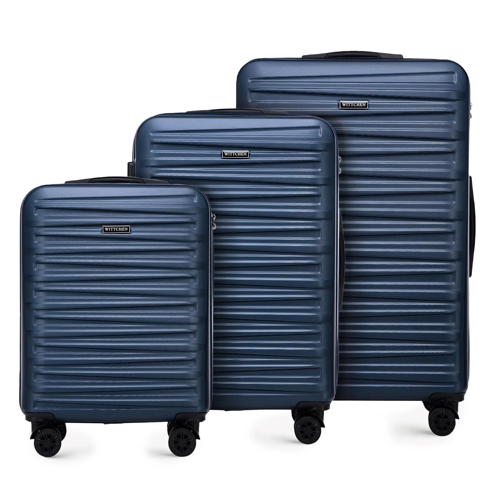 WITTCHEN Skyspeed Line Set di 3 valigie Valigia da viaggio Rolling Trolley Bagaglio a mano rigide in ABS con serratura a combinazione Manico telescopico 4 ruote blu navy Ryanair/ITA Airways - immagine 1