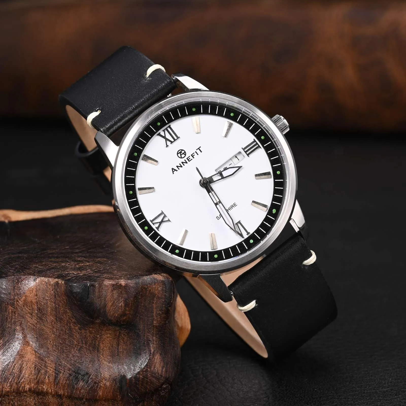 ANNEFIT Vintage Cinturino Orologio per Uomo Donna, Cinturini in Pelle Italiana, Sgancio Rapido, Larghezza della banda 18mm (Nero) - immagine 2