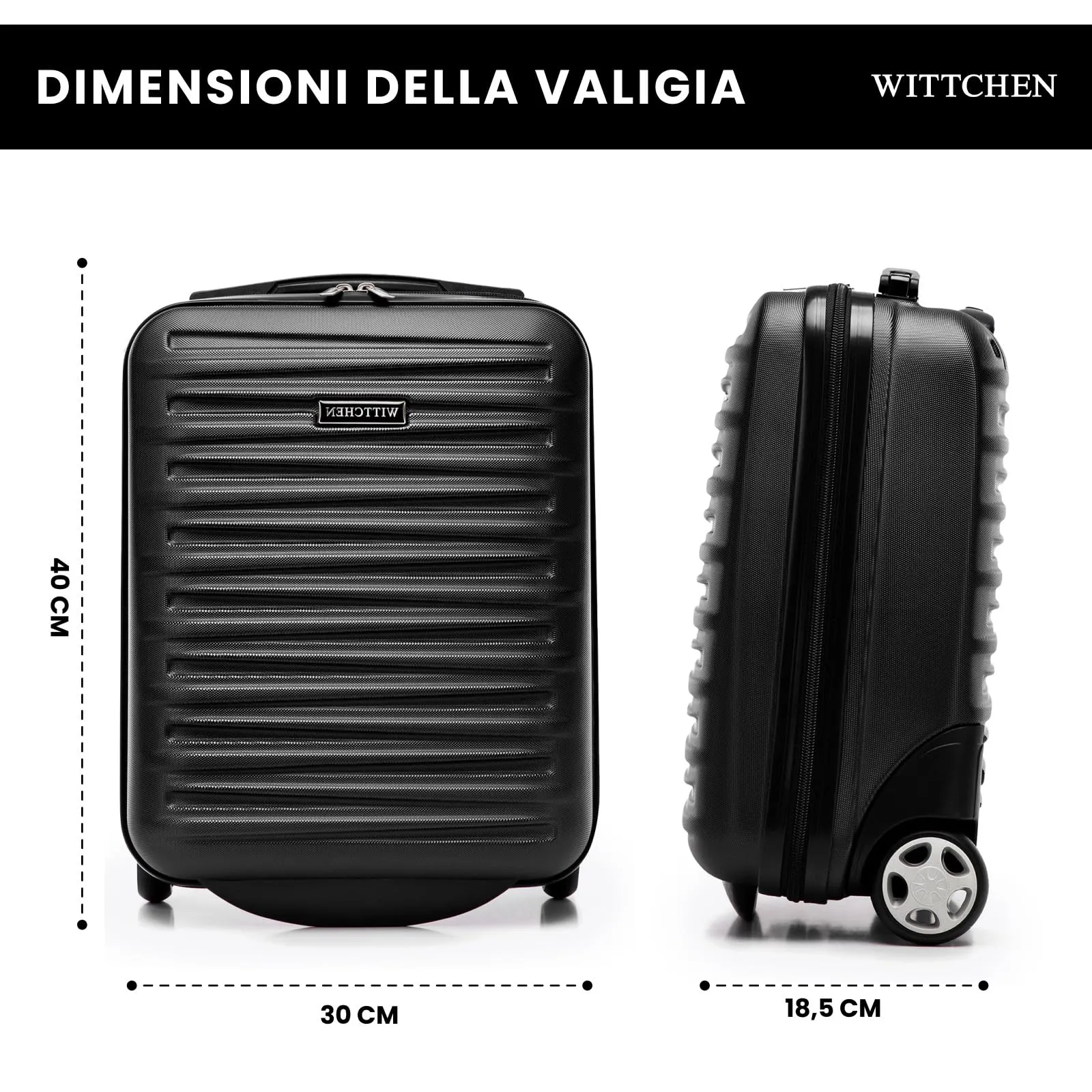WITTCHEN Skyspeed Line Valigia da cabina gratuita a bordo piccola Valigia rigida in ABS Maniglia telescopica 2 ruote gamba inferiore Maroon Ryanair/ITA Airways/Wizz Air/Volotea/Vueling - immagine 2