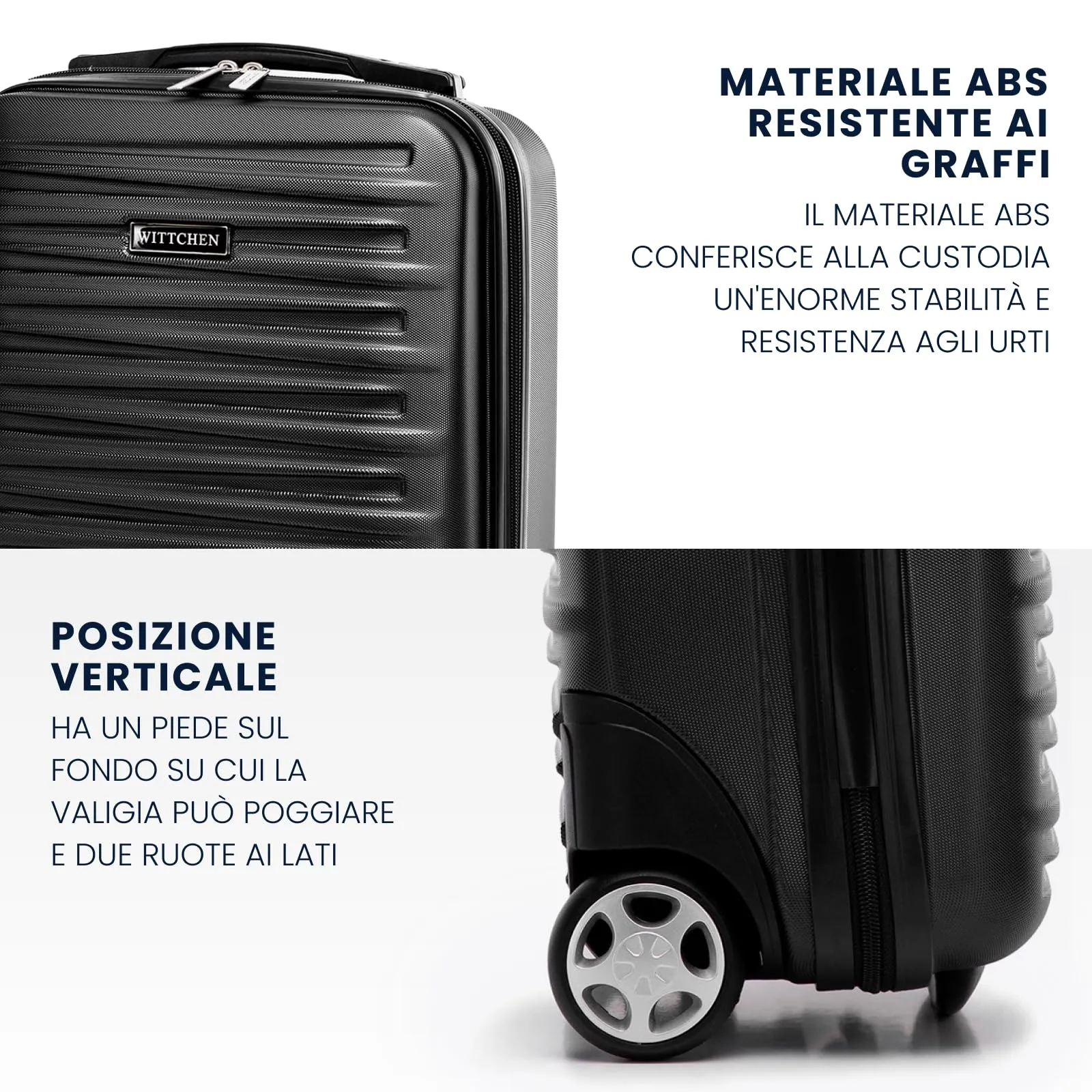 WITTCHEN Skyspeed Line Valigia da cabina gratuita a bordo piccola Valigia rigida in ABS Maniglia telescopica 2 ruote gamba inferiore Maroon Ryanair/ITA Airways/Wizz Air/Volotea/Vueling - immagine 3