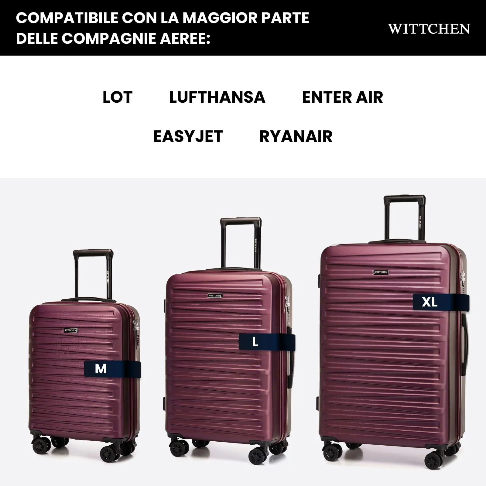 WITTCHEN Skyspeed Line Trolley Cabina Rigido in ABS - Valigia Compatta per Viaggi, con 4 Ruote Piroettanti, Chiusura a Combinazione, Maniglia Retrattile - Marrone Ryanair/ITA Airways/Wizz Air - immagine 6
