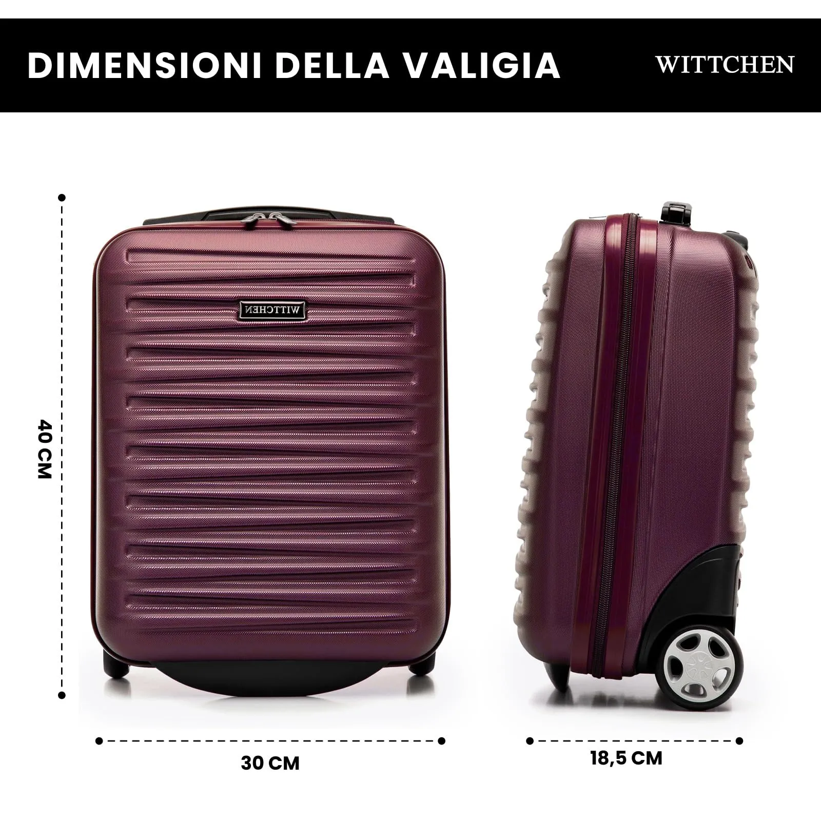 WITTCHEN Skyspeed Line Valigia da cabina gratuita a bordo piccola Valigia rigida in ABS Maniglia telescopica 2 ruote gamba inferiore Giallo Ryanair/ITA Airways/Wizz Air/Volotea/Vueling - immagine 2