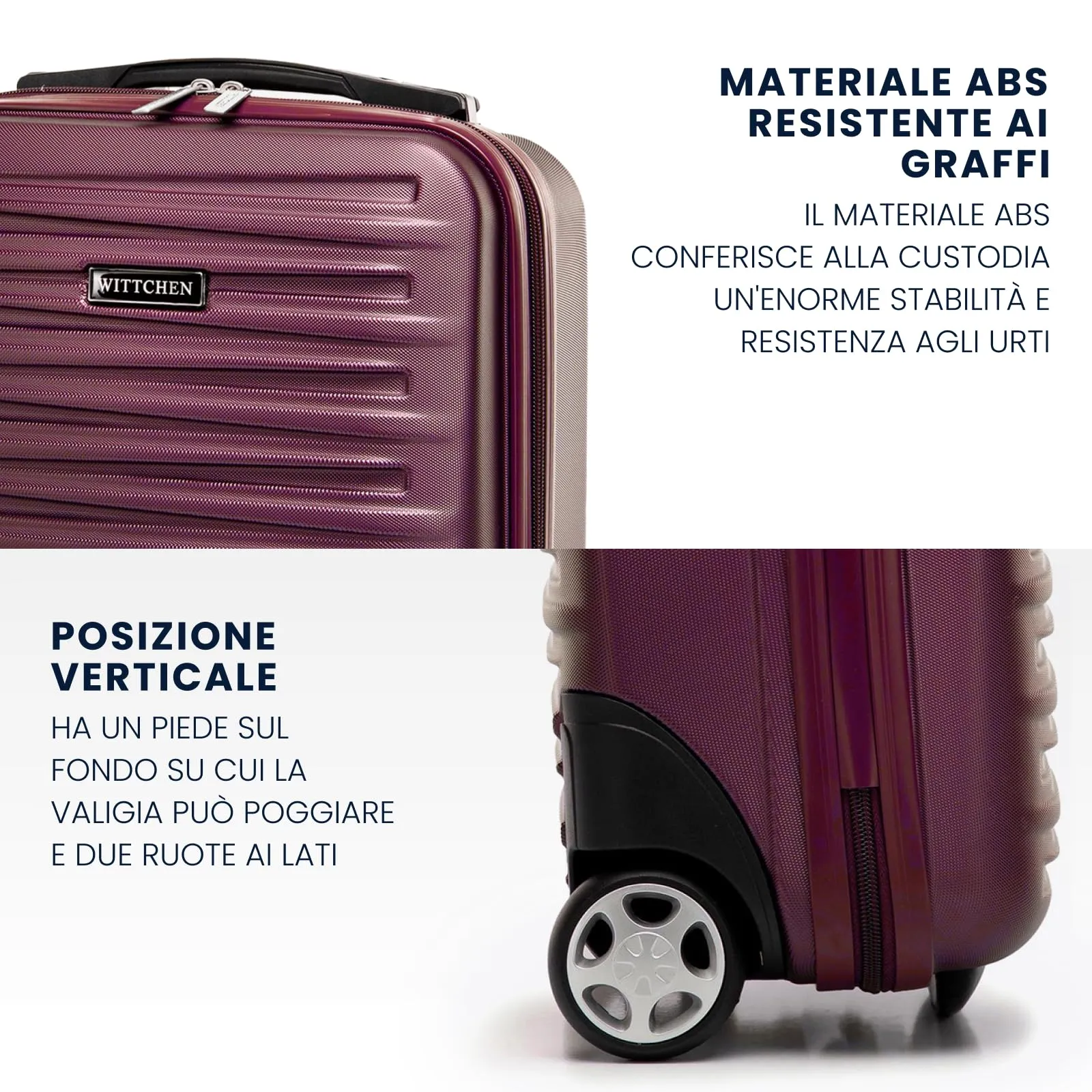 WITTCHEN Skyspeed Line Valigia da cabina gratuita a bordo piccola Valigia rigida in ABS Maniglia telescopica 2 ruote gamba inferiore Giallo Ryanair/ITA Airways/Wizz Air/Volotea/Vueling - immagine 3
