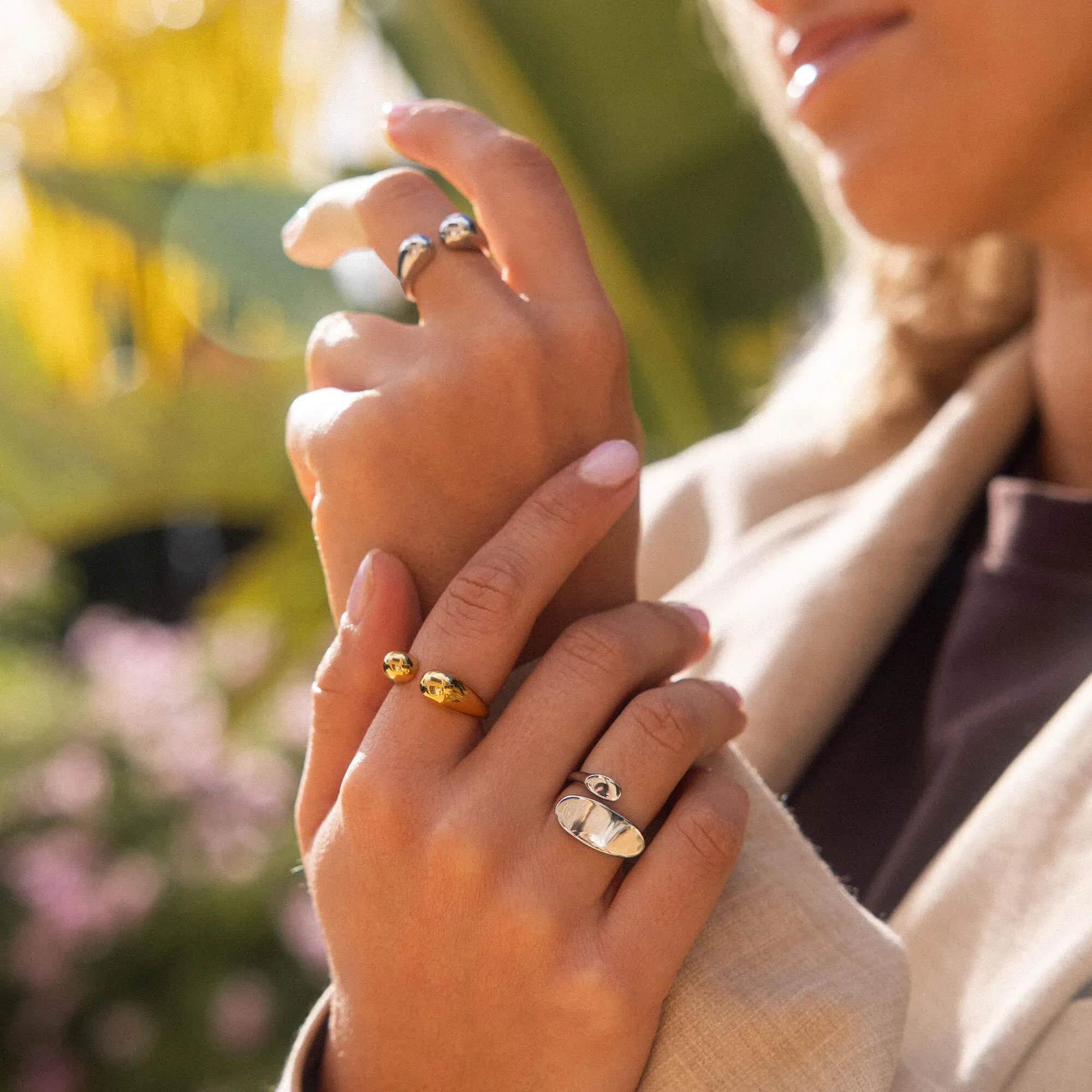 Purelei Embrace Anello – Anello da donna in acciaio inossidabile resistente all'acqua – Anelli regolabili da taglia (S-M/M-L) – Gioielli alla moda per il tuo look personalizzato, S-M, Acciaio - immagine 3