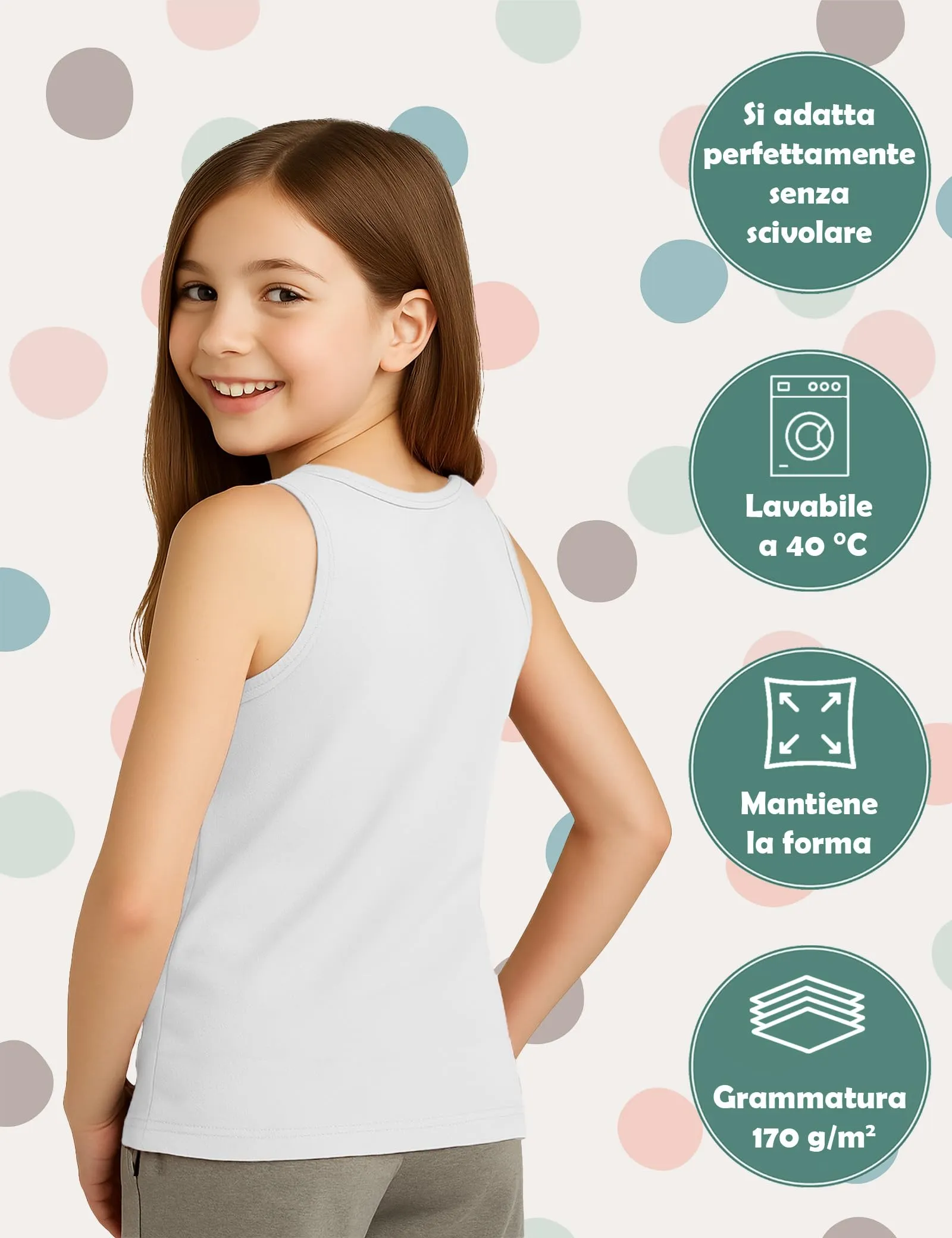 ALPIDEX Canottiera Bambina Set 5 Cotone Intima Bimba Candy 2-4 Anni - immagine 5