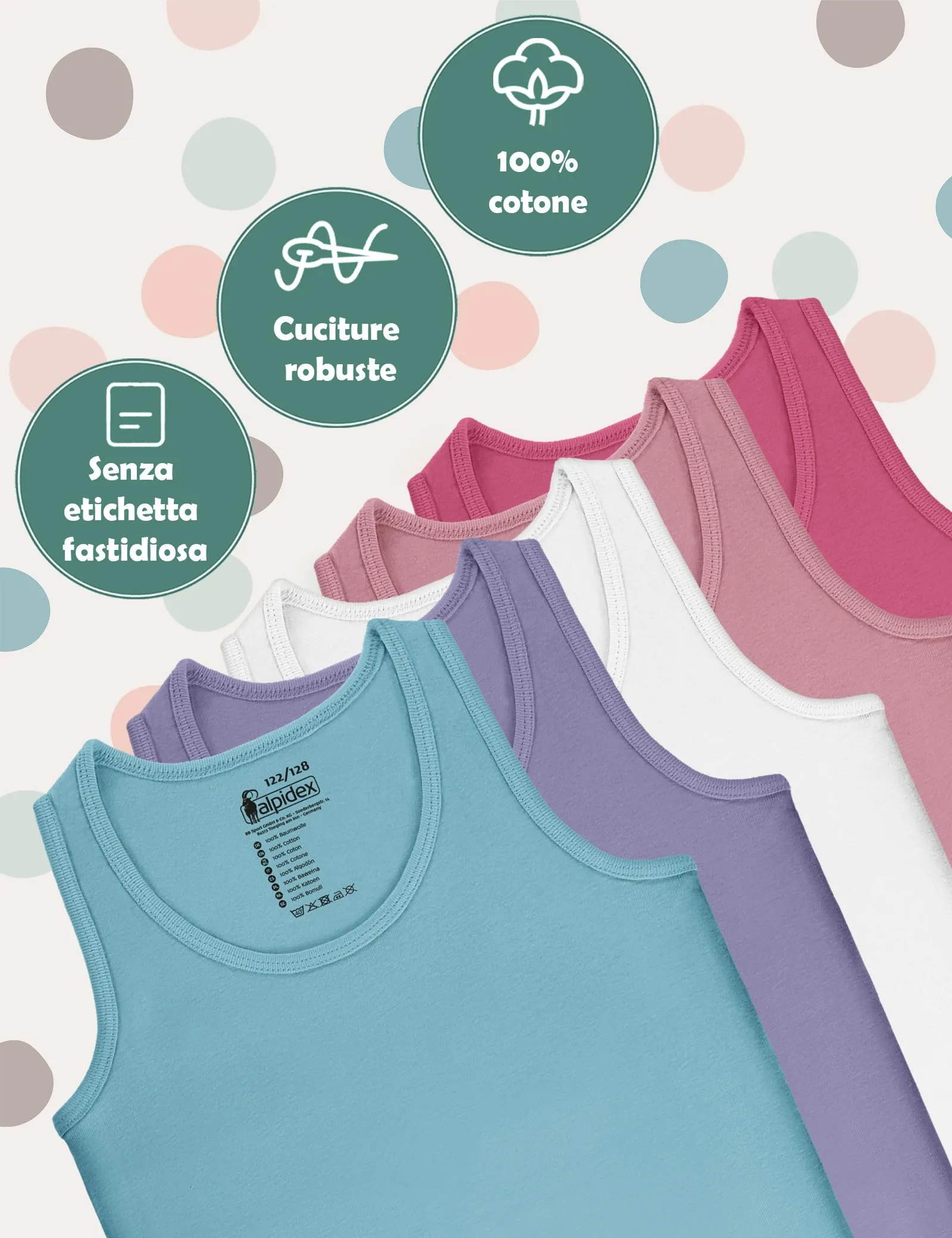 ALPIDEX Canottiera Bambina Set 5 Cotone Intima Bimba Cupcake 13-14 Anni - immagine 6