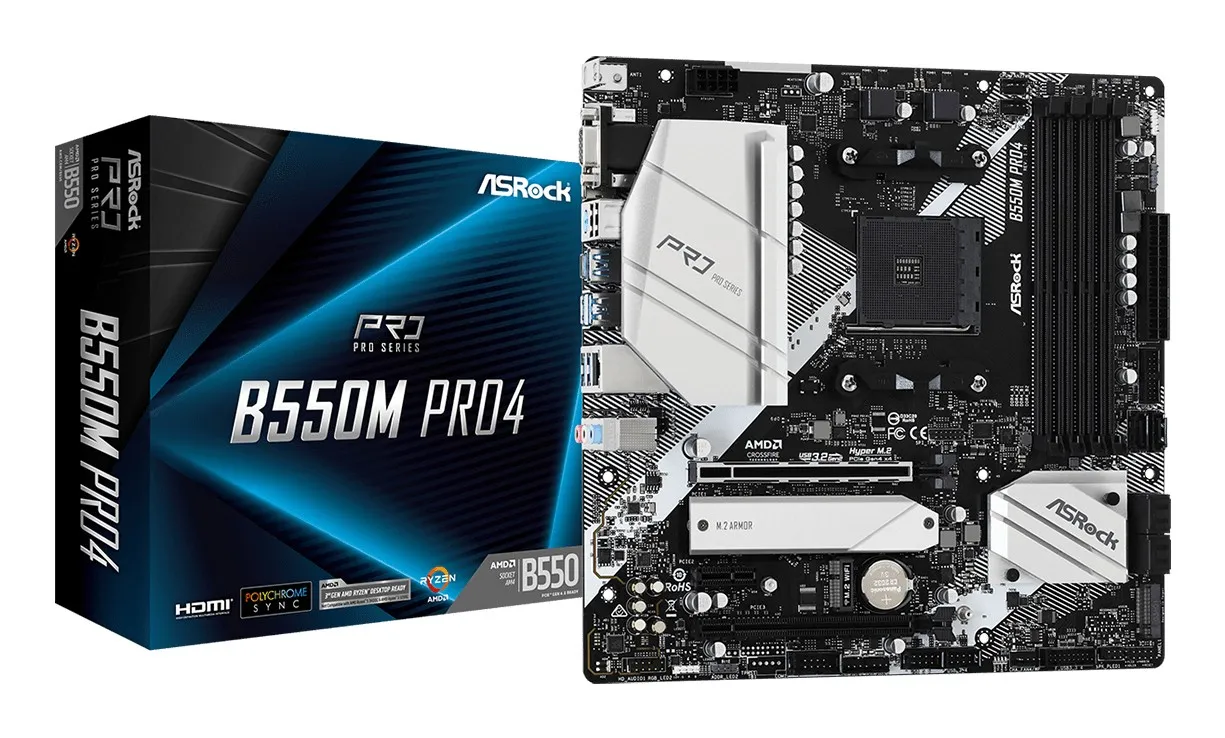 Asrock B550M Pro4 AMD B550 Socket AM4 micro ATX - immagine 1