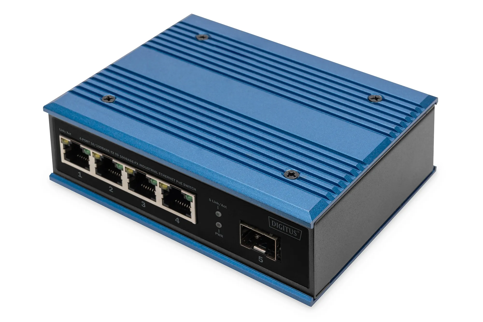 Digitus Switch Poe Di Rete Fast Ethernet A 4 Porte Industriale Non Gestito 1 Collegamento Sfp - immagine 1