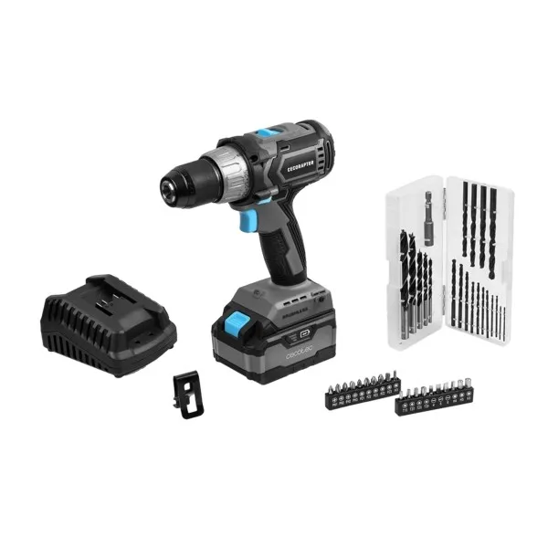 Trapano avvitatore ultra brushless Cecotec CecoRaptor Perfect Drill 4020 - Coppia 46 Nm - 2000 giri/min - Batteria 4 Ah 20 V - Luce LED - Accessori inclusi - Motore brushless - Nero e grigio - immagine 1